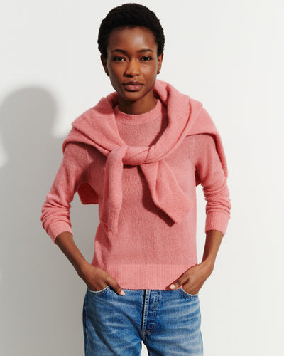 Col rond droit plume-ROSE MOCHI-40% : baby alpaga; 32% : soie; 28% : cachemire