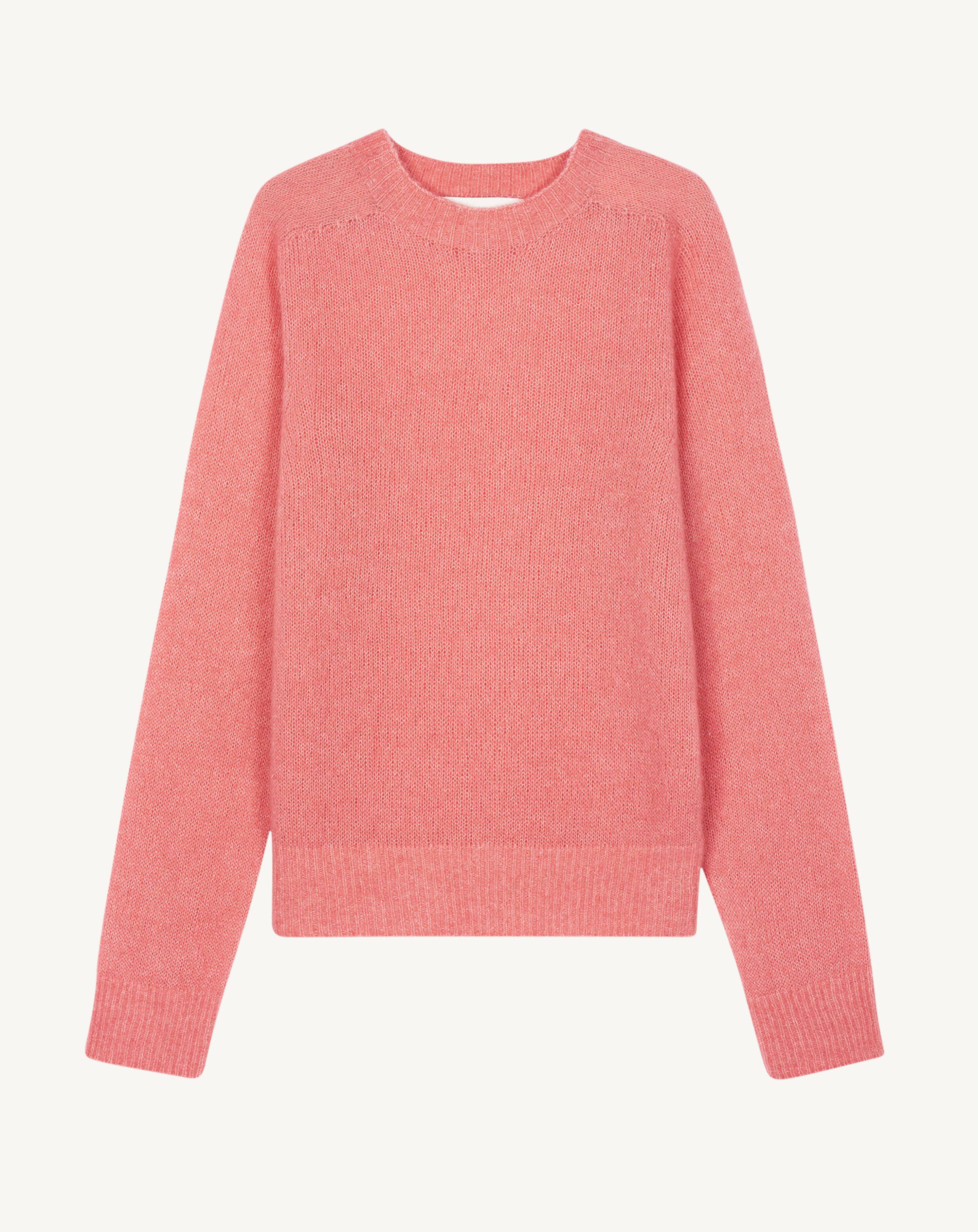 Pull droit maille plume-ROSE MOCHI-40% : baby alpaga; 32% : soie; 28% : cachemire
