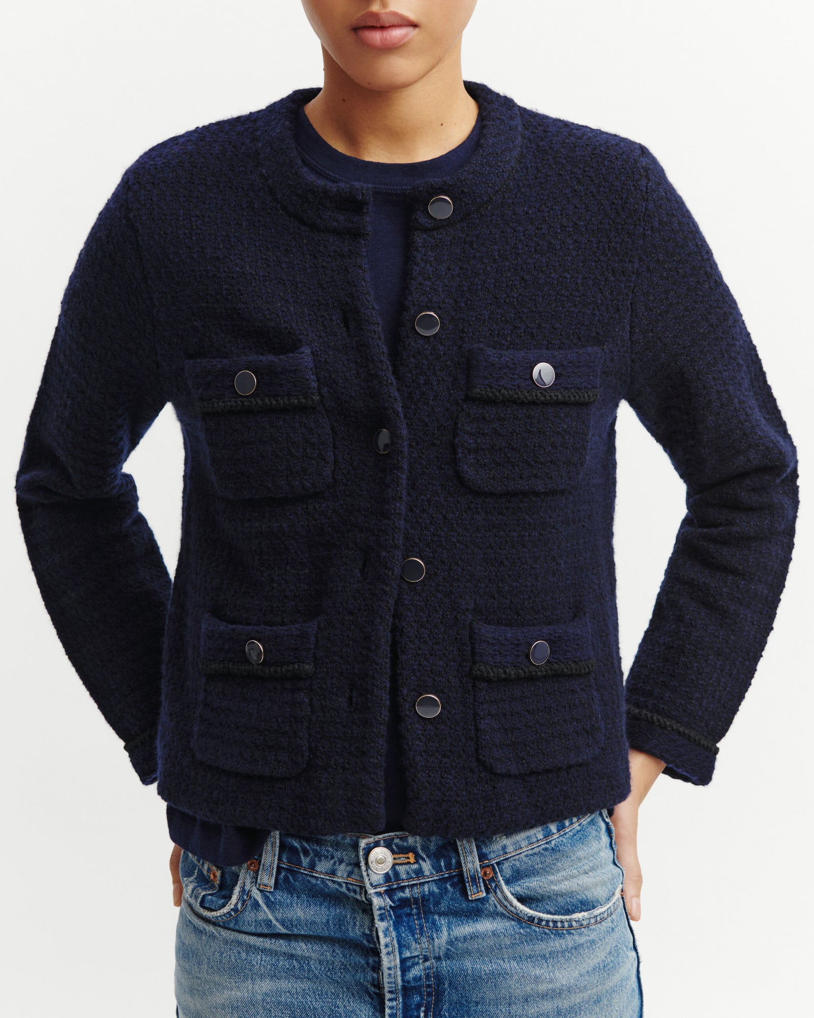 Veste en tweed-MARINE-52% coton 17% laine 31% cachemire
