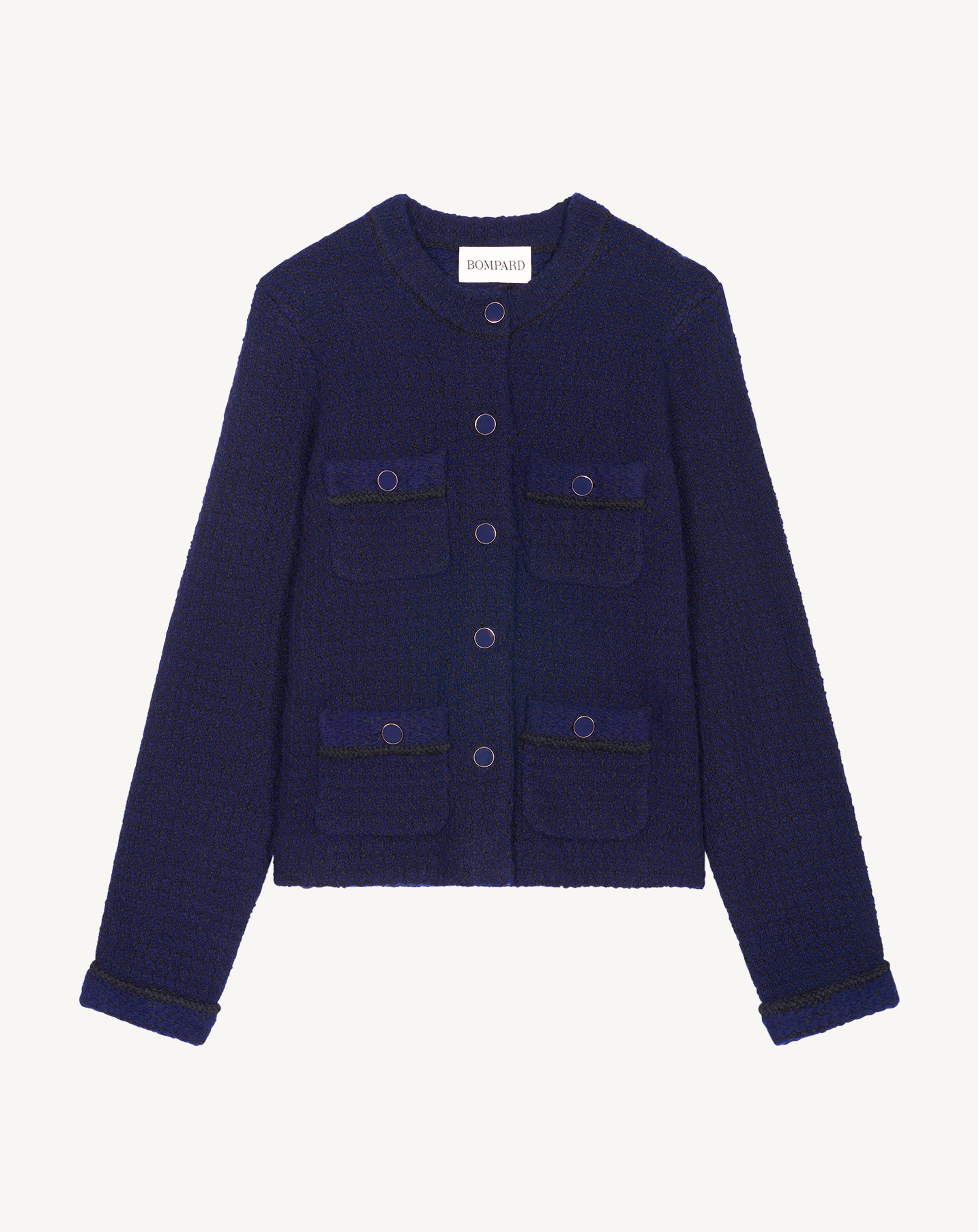 Tweed jacket in Cotton, Wool, Cashmere Women navy blue | Eric Bompard