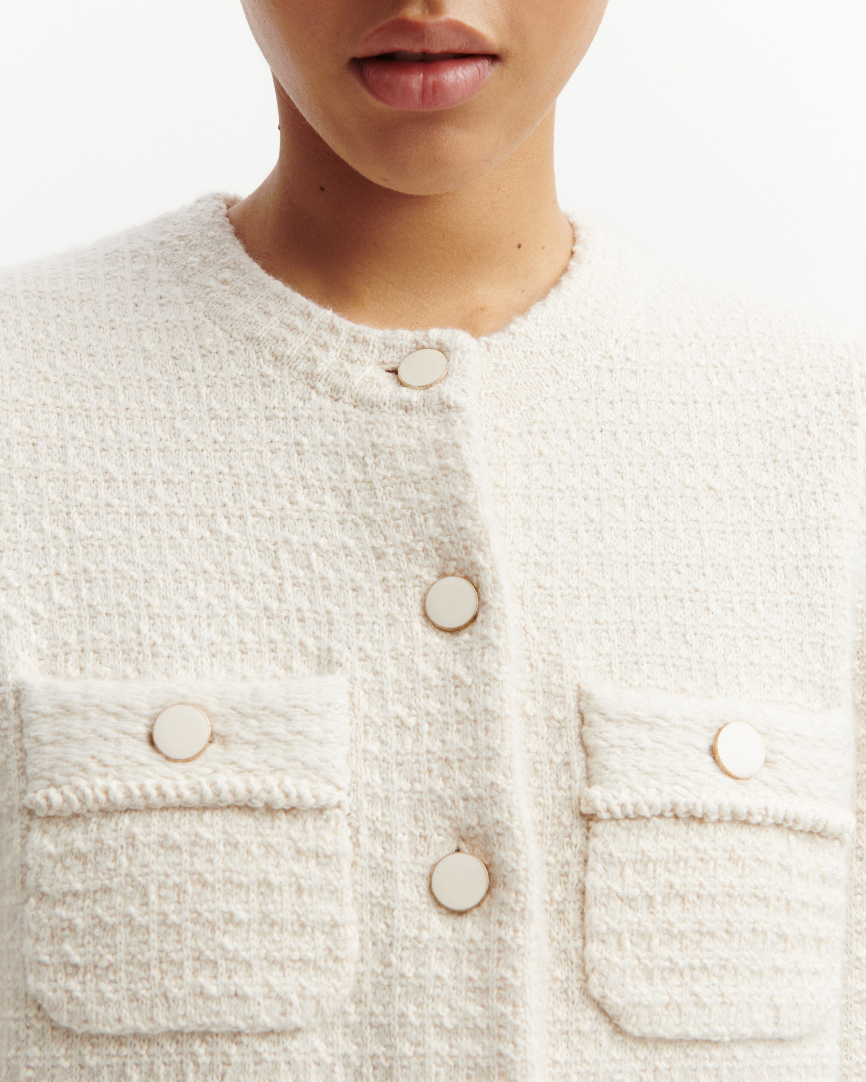 Tweed jacket in Cotton, Wool, Cashmere Women cream | Eric Bompard