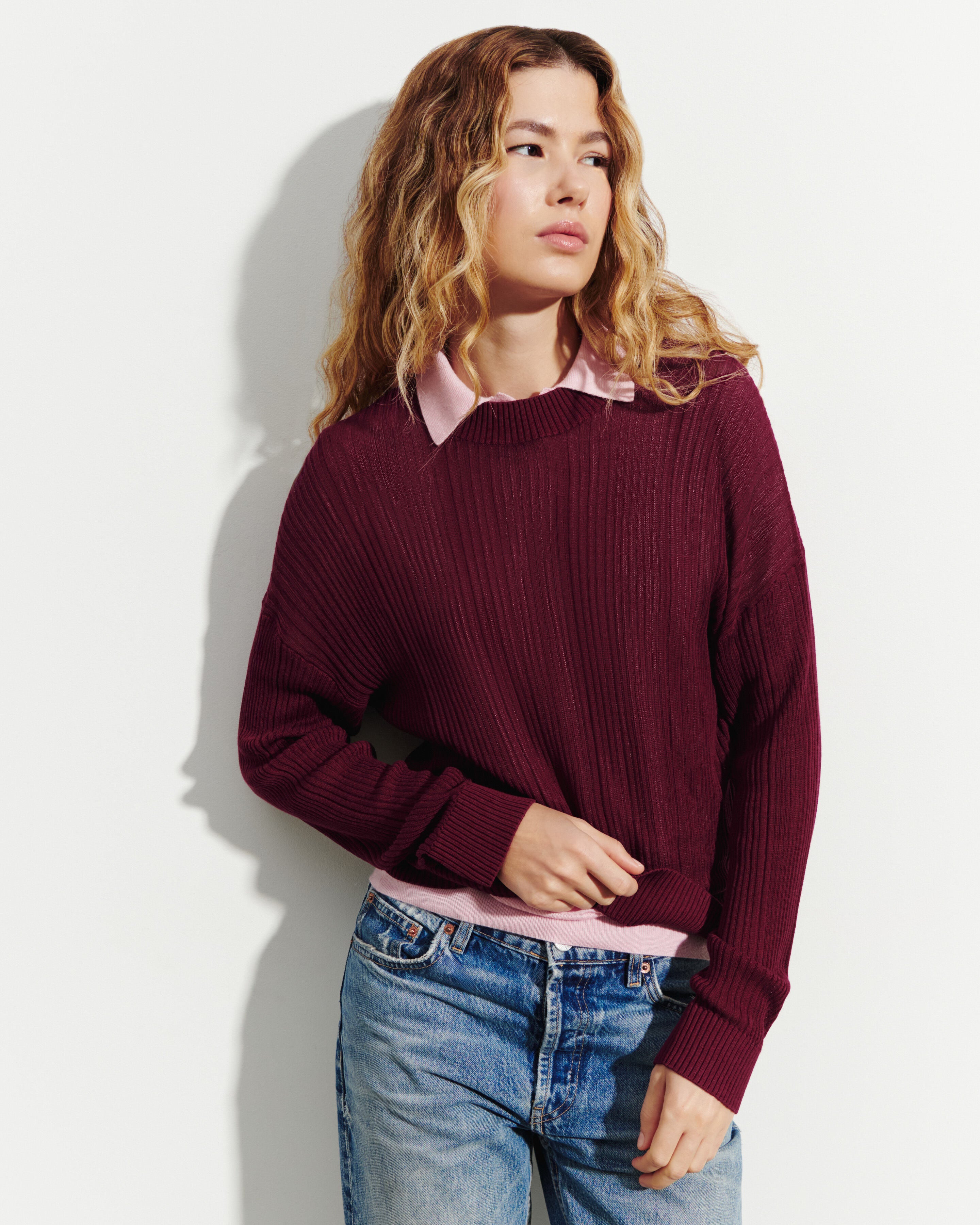 Col rond côtes transparentes-OXALIS-50% soie 50% coton