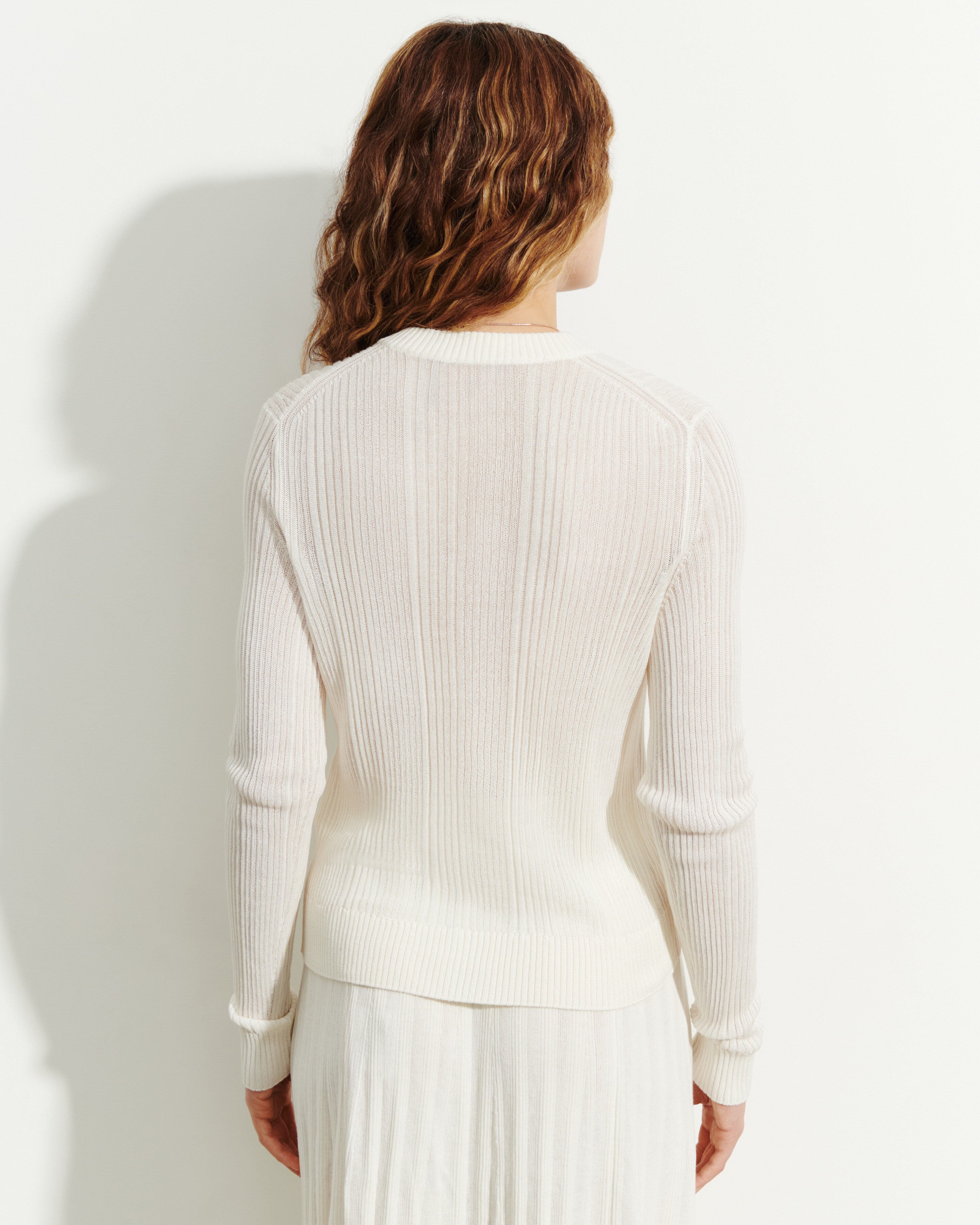 Cardigan côtes transparentes-PANNA-50% soie 50% coton