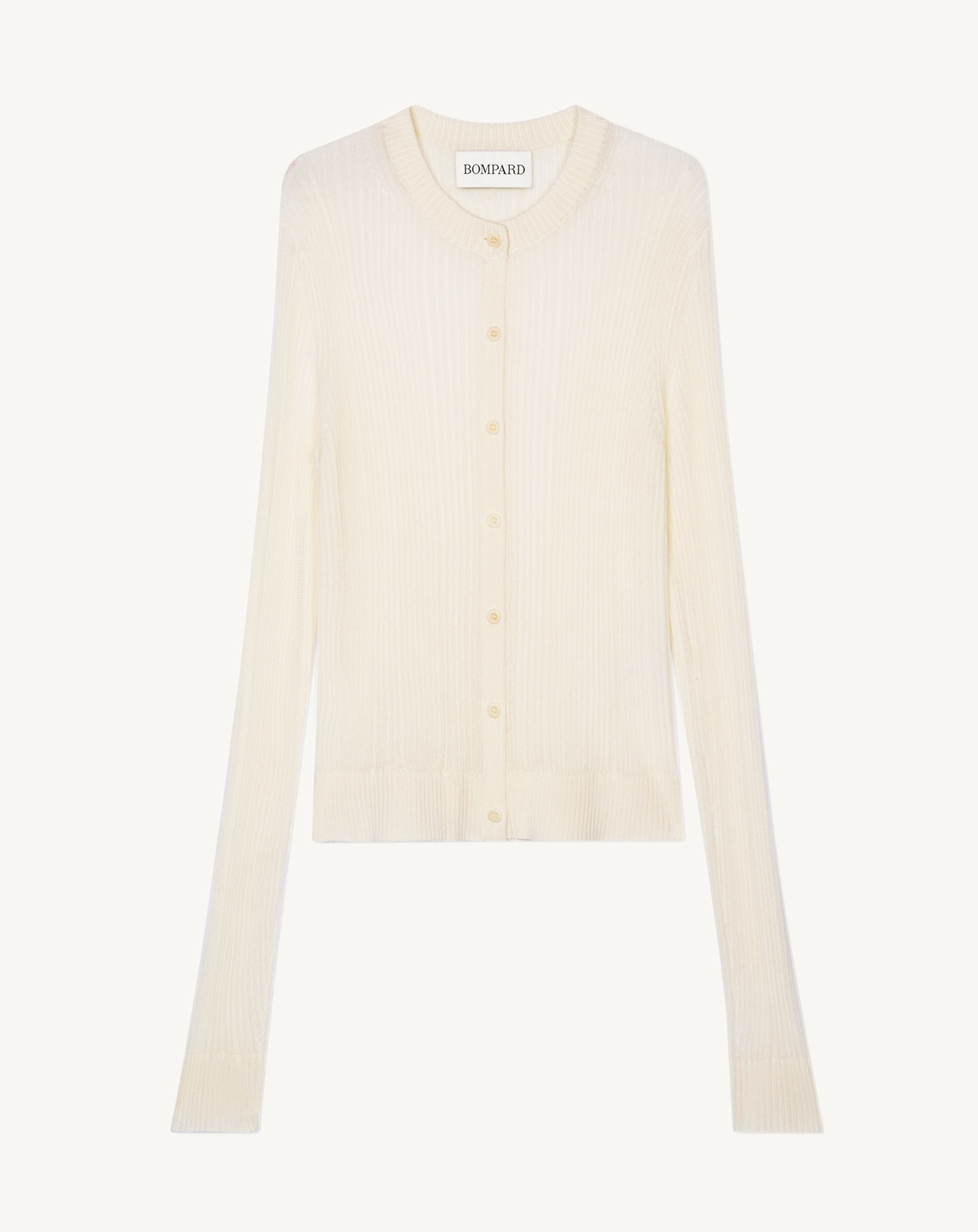 Cardigan côtes transparentes-PANNA-50% soie 50% coton