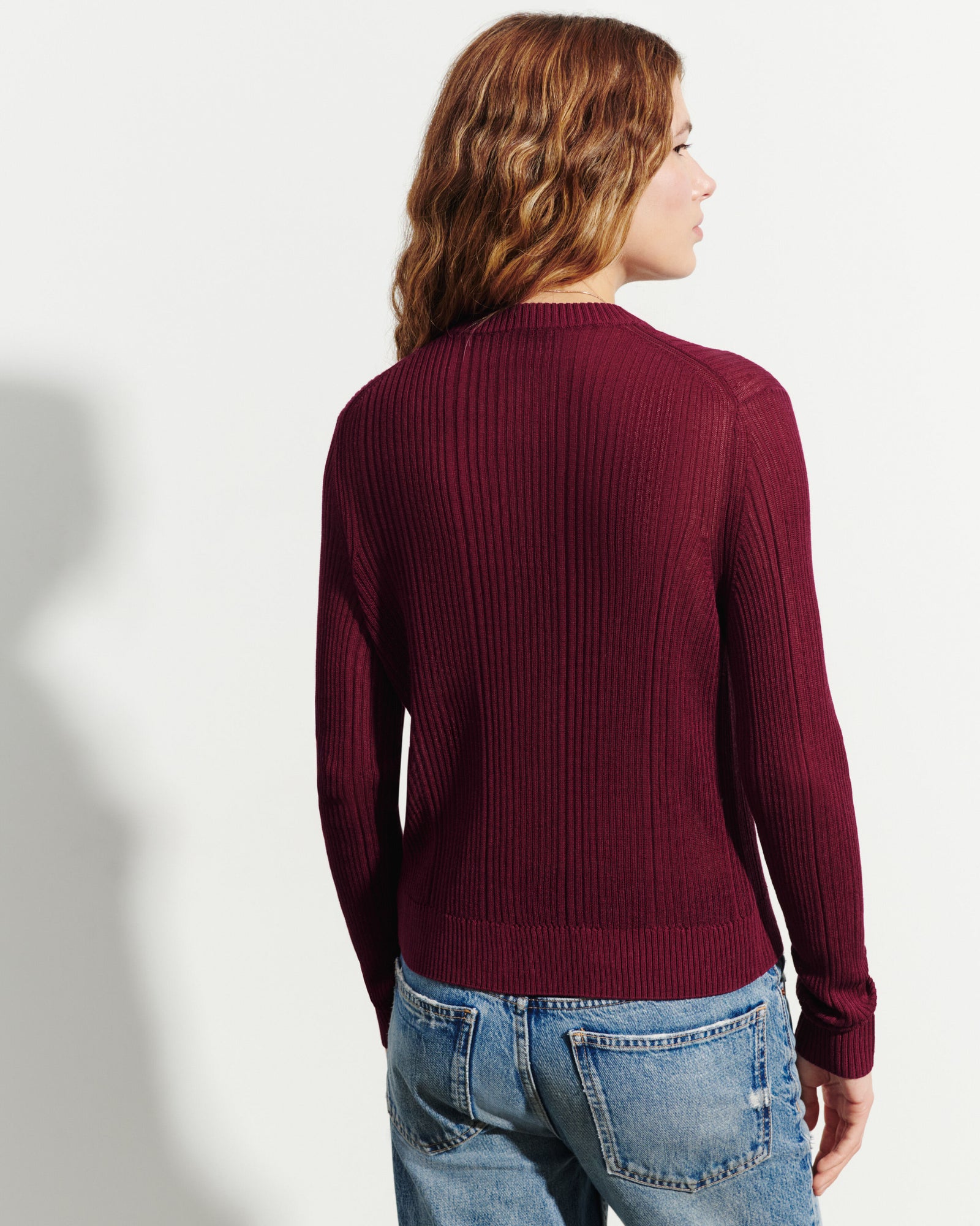 Cardigan côtes transparentes-OXALIS-50% soie 50% coton