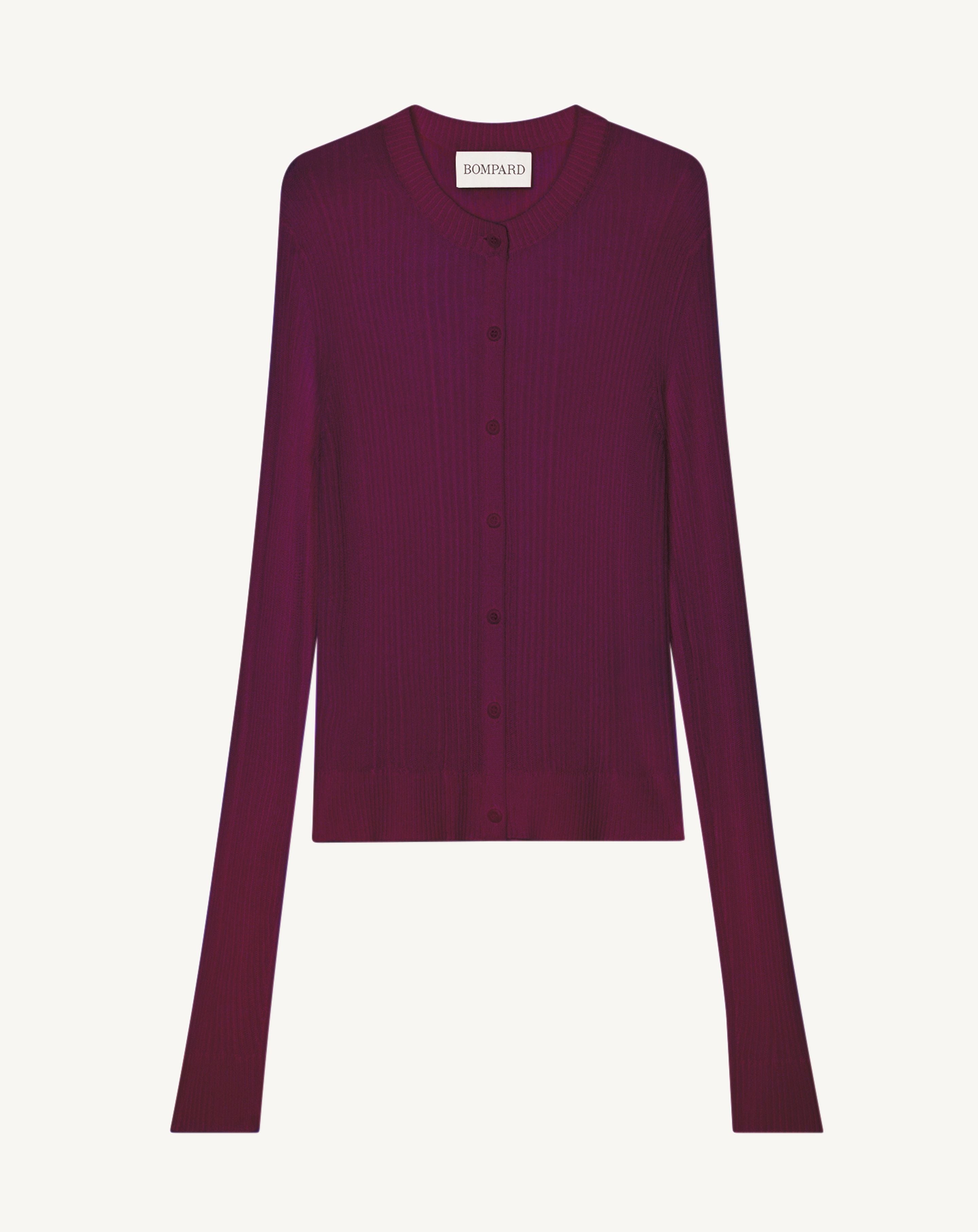 Cardigan côtes transparentes-OXALIS-50% soie 50% coton