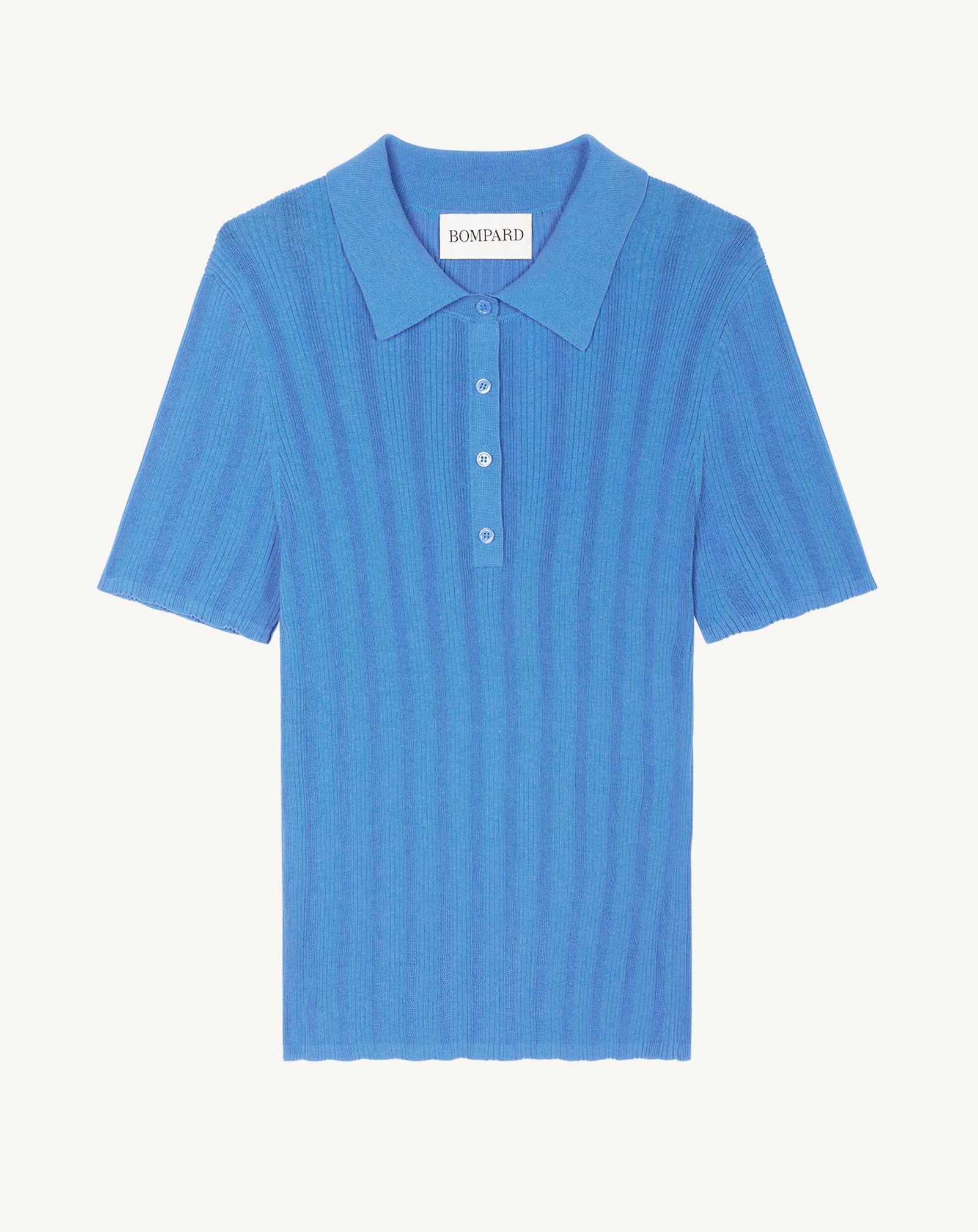 Polo ultrafin à côtes-BLEU ALTHEA-100% coton