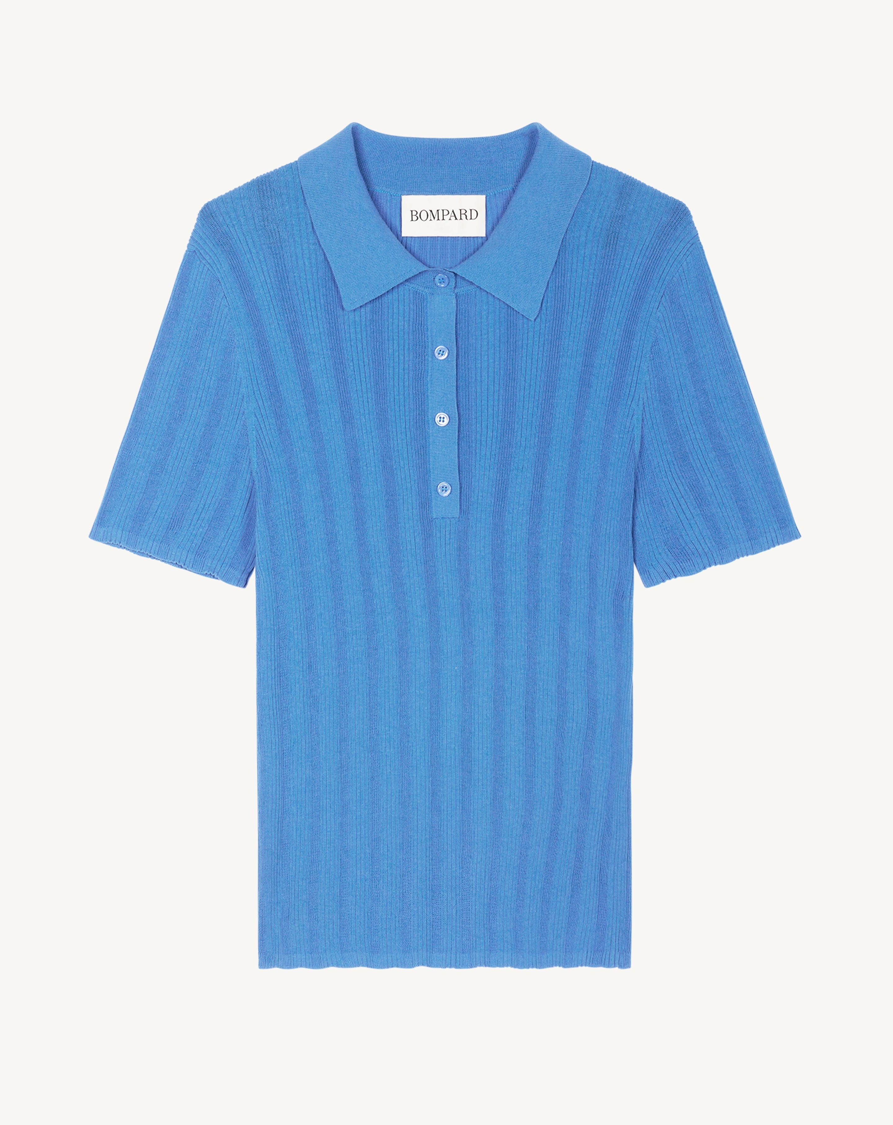 Polo ultrafin à côtes-BLEU ALTHEA-100% coton