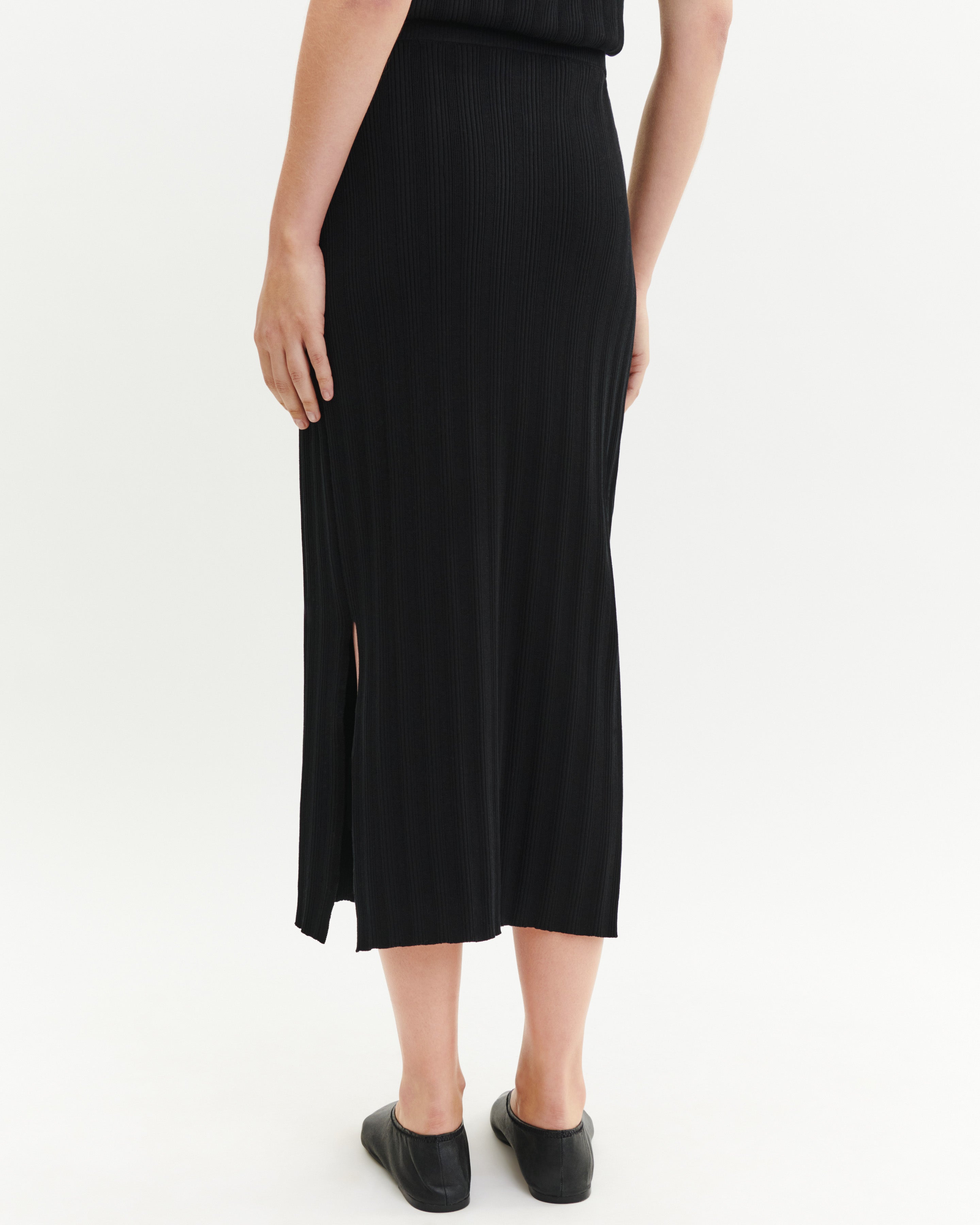 Jupe en ultrafin à côtes-NOIR-84% coton 14% polyamide 2% elasthane