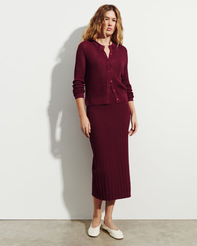 Jupe en ultrafin à côtes-OXALIS-84% coton 14% polyamide 2% elasthane