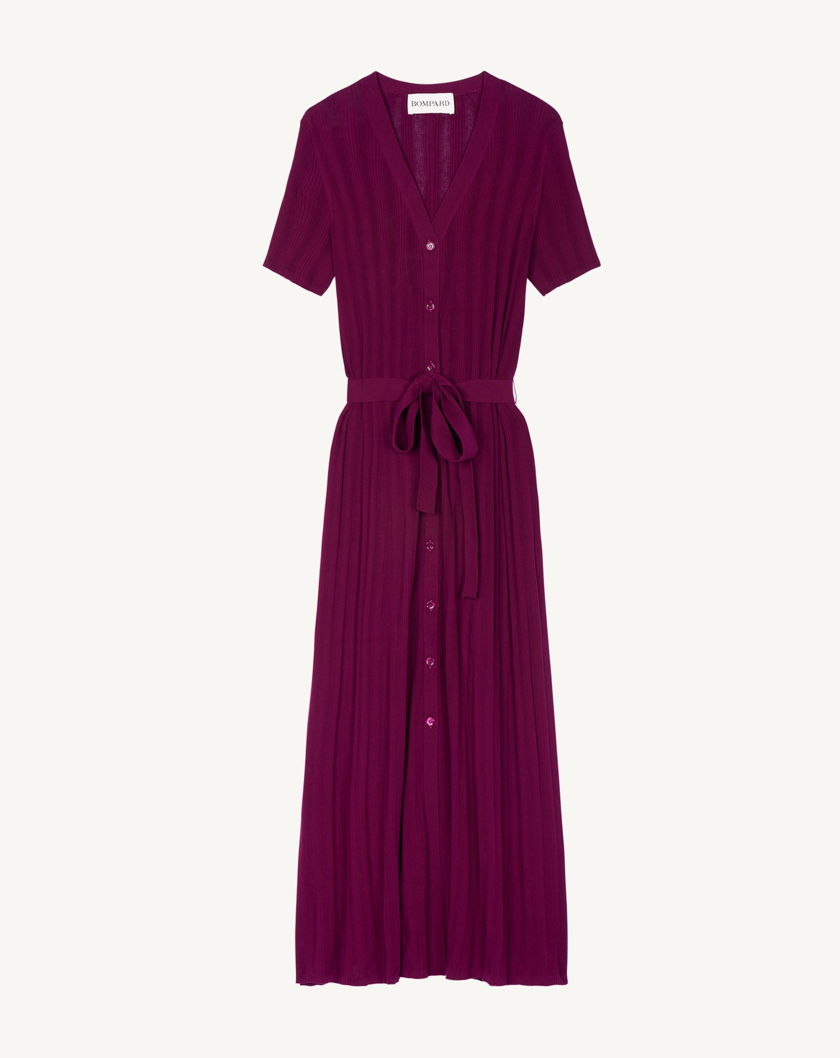 Robe ceinturée à côtes-OXALIS-100% coton