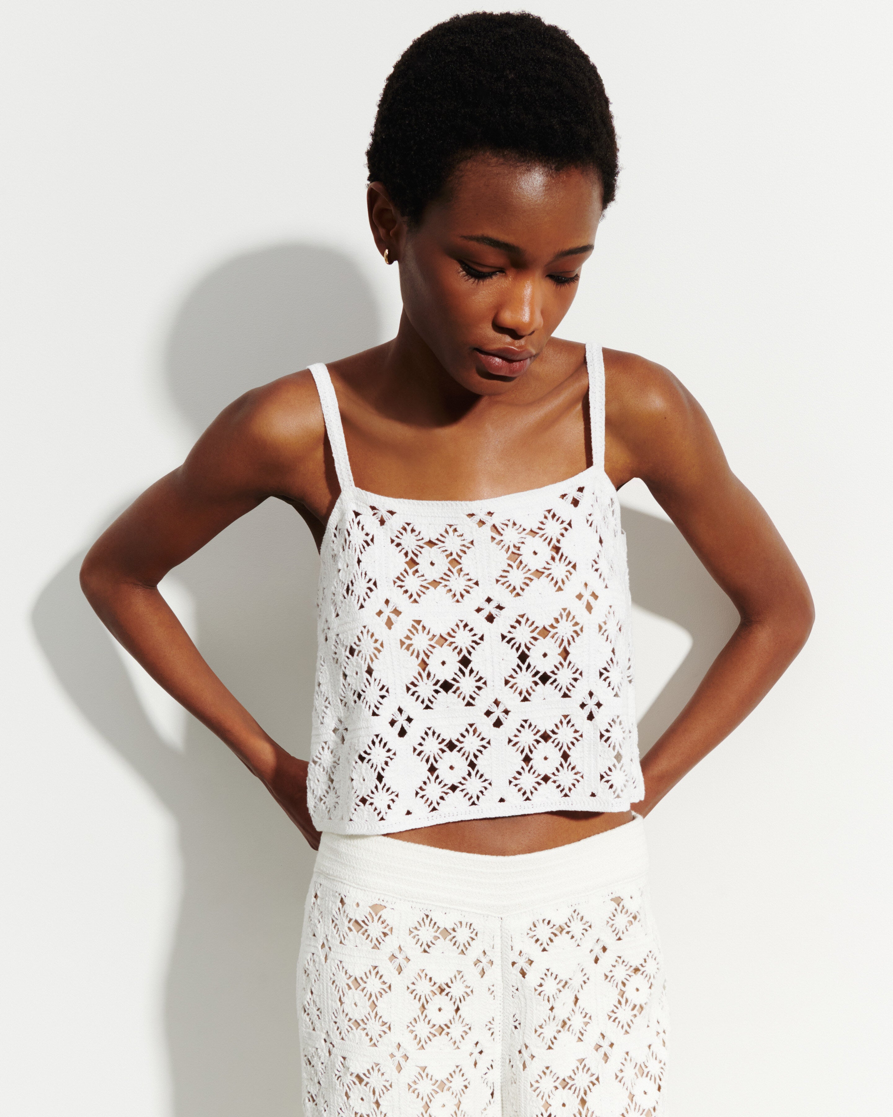 Top à bretelles guipure-NATUREL-100% coton