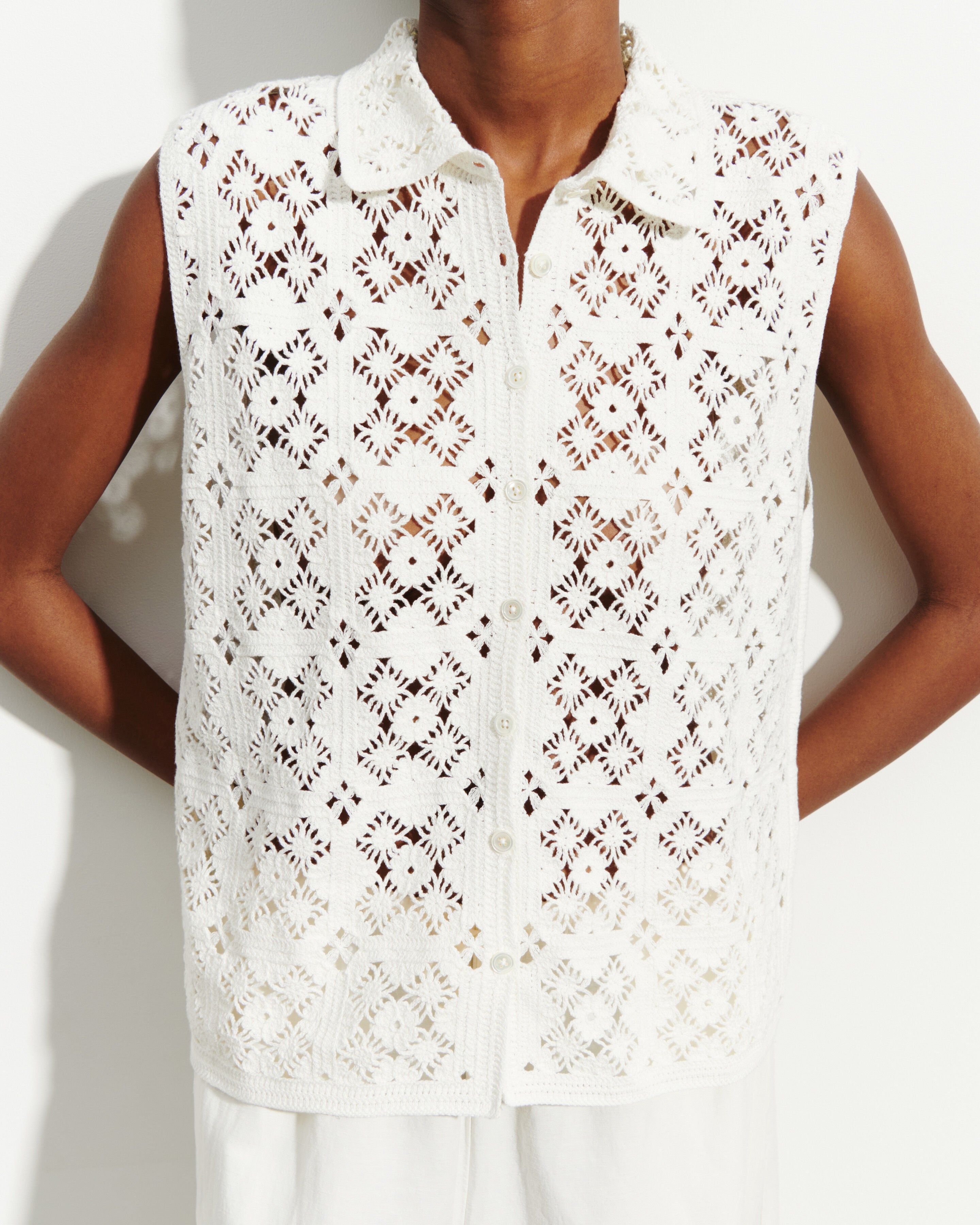 Chemise sans manches guipure-NATUREL-100% coton