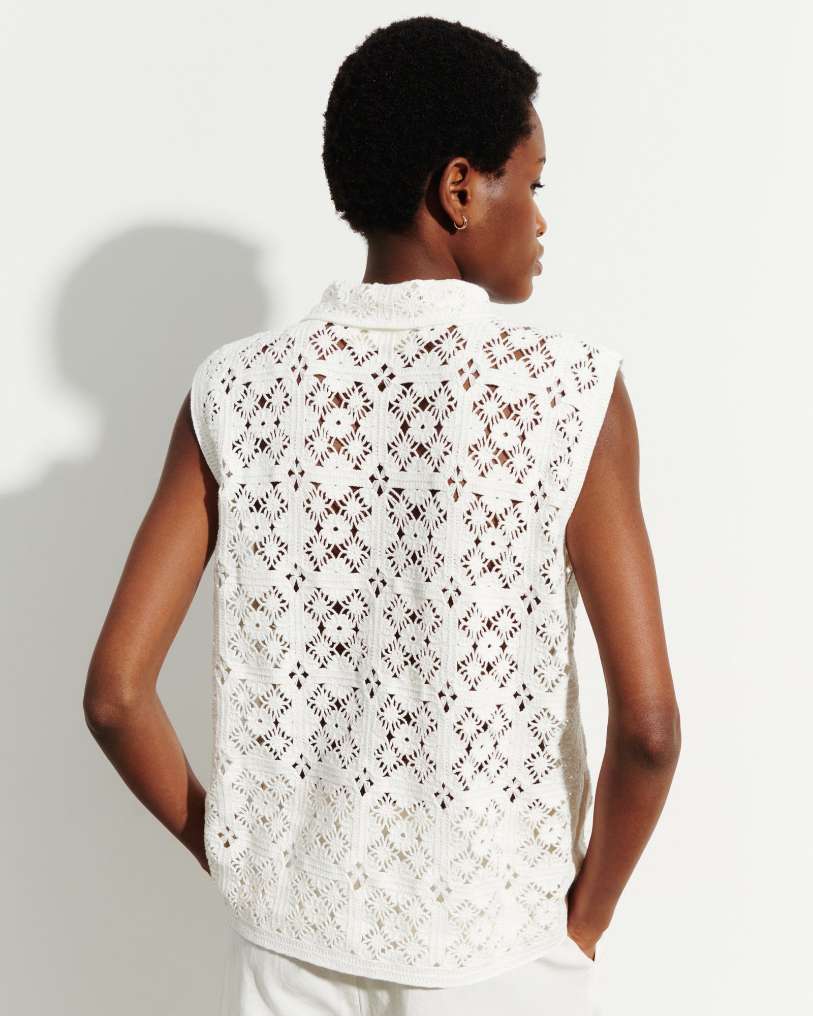 Chemise sans manches guipure-NATUREL-100% coton