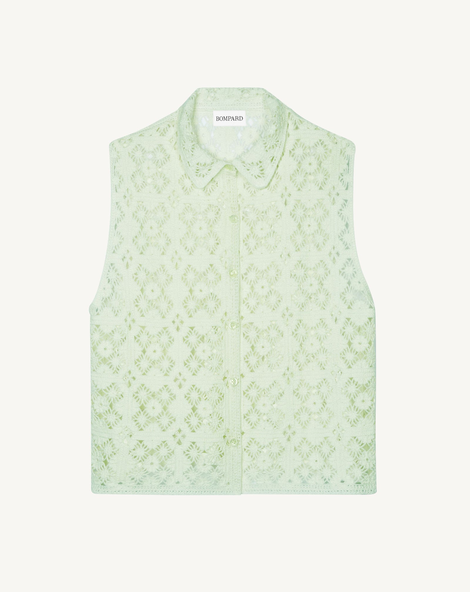 Chemise sans manches guipure-VERT AMANDE-100% coton