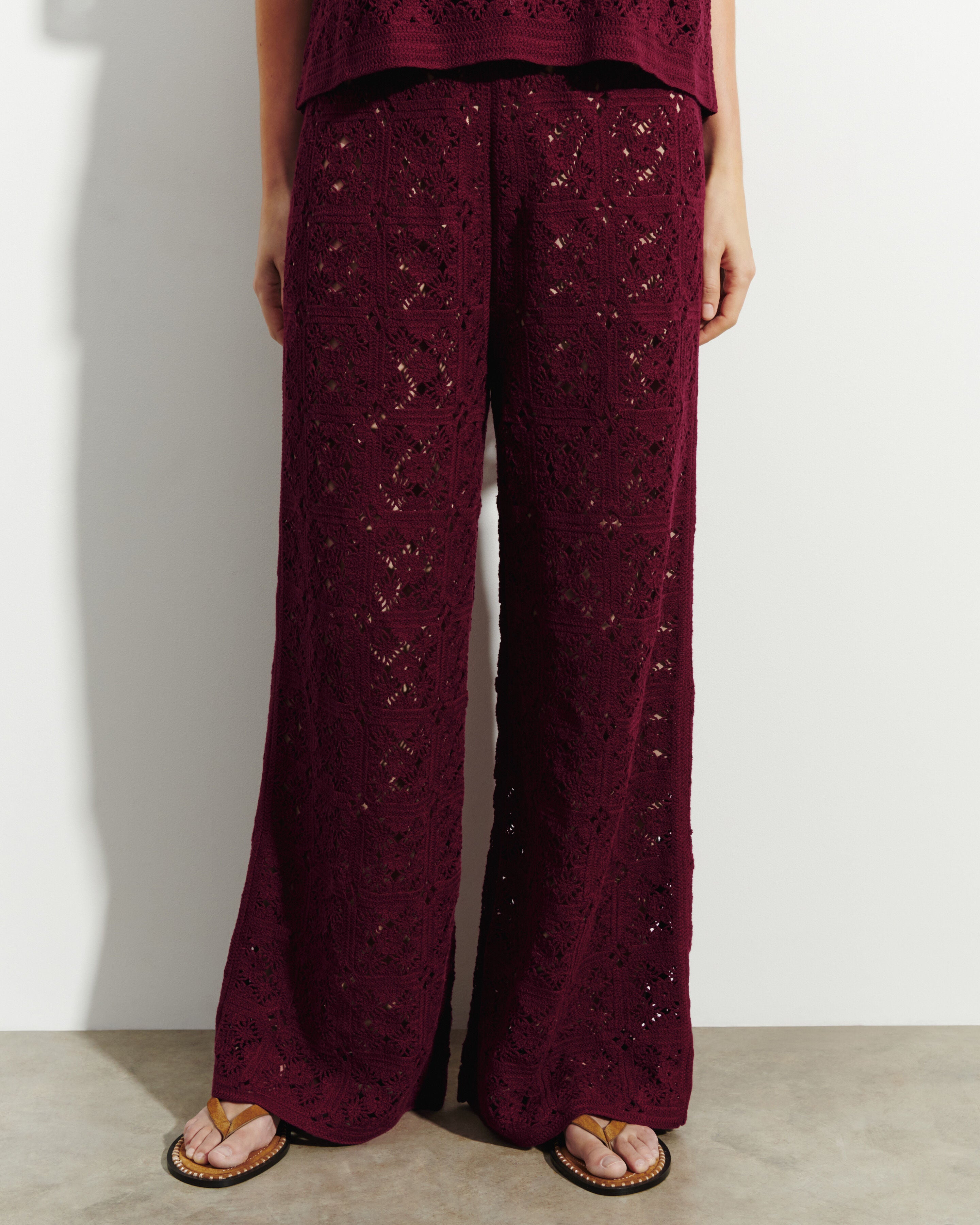 Pantalon guipure-OXALIS-100% coton