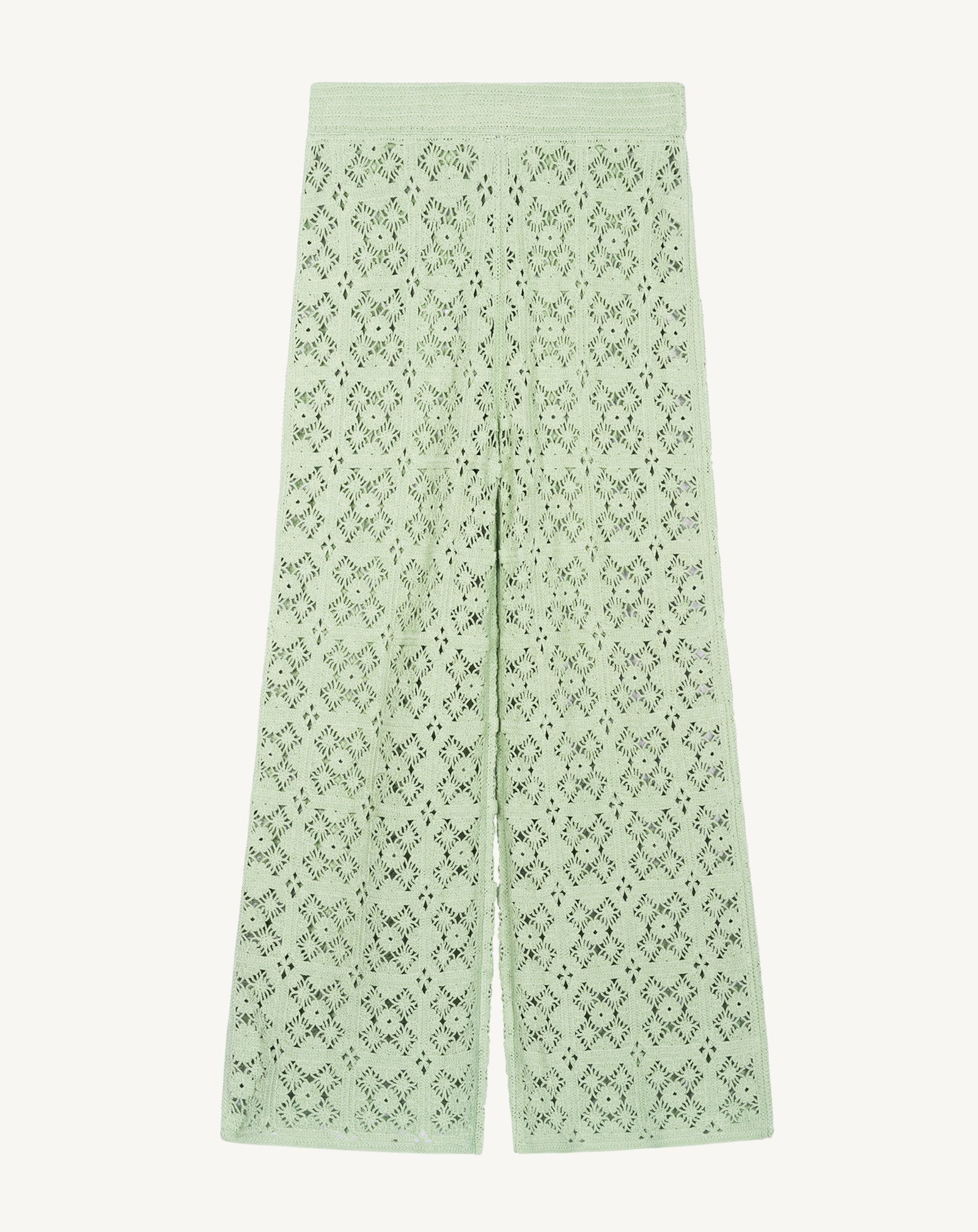 Pantalon guipure-VERT AMANDE-100% coton