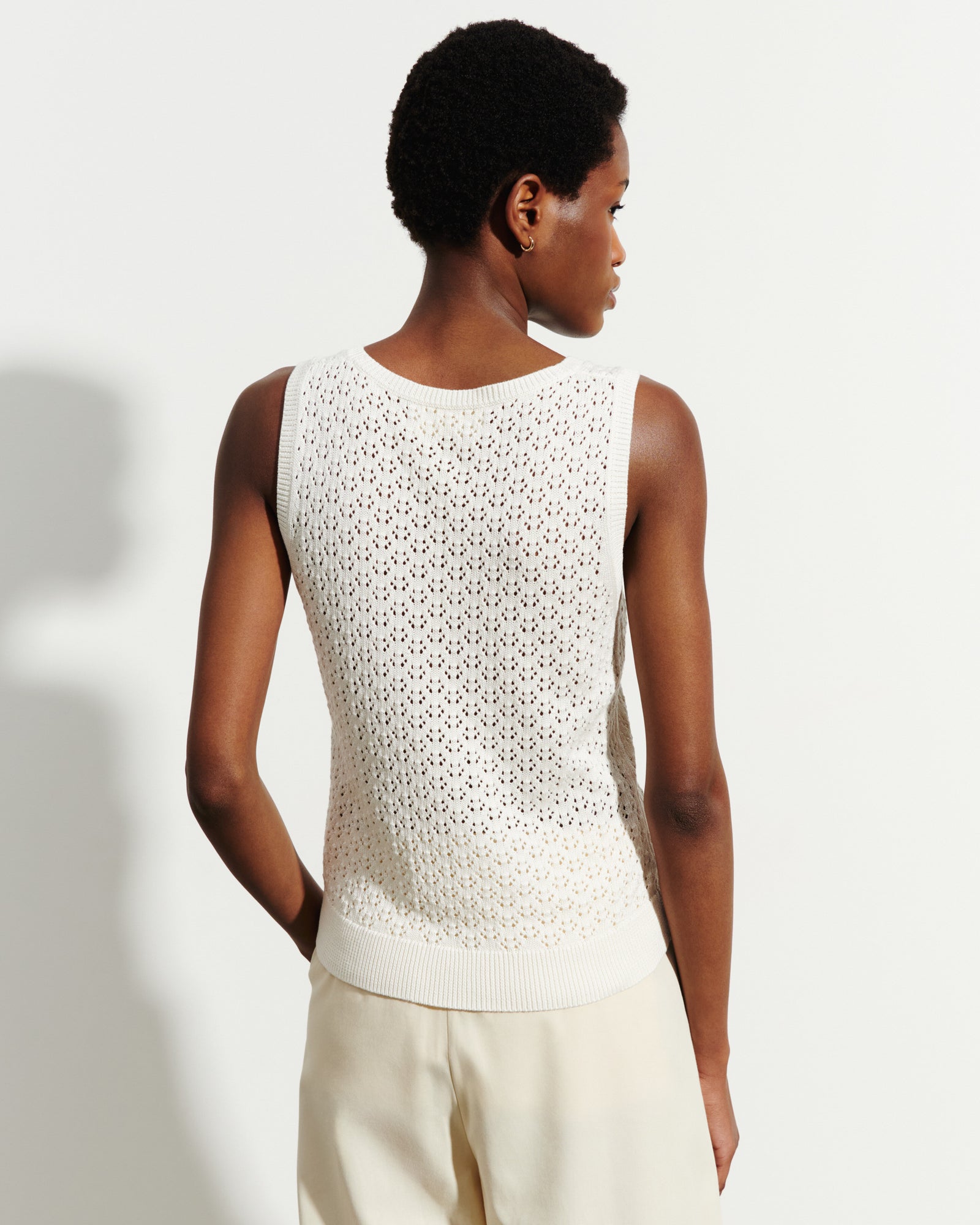 Débardeur pointelle-NATUREL-55% soie 45% coton bio