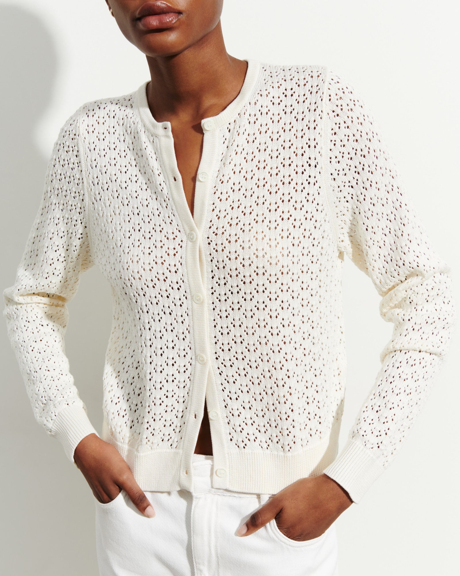 Cardigan pointelle-NATUREL-55% soie 45% coton bio