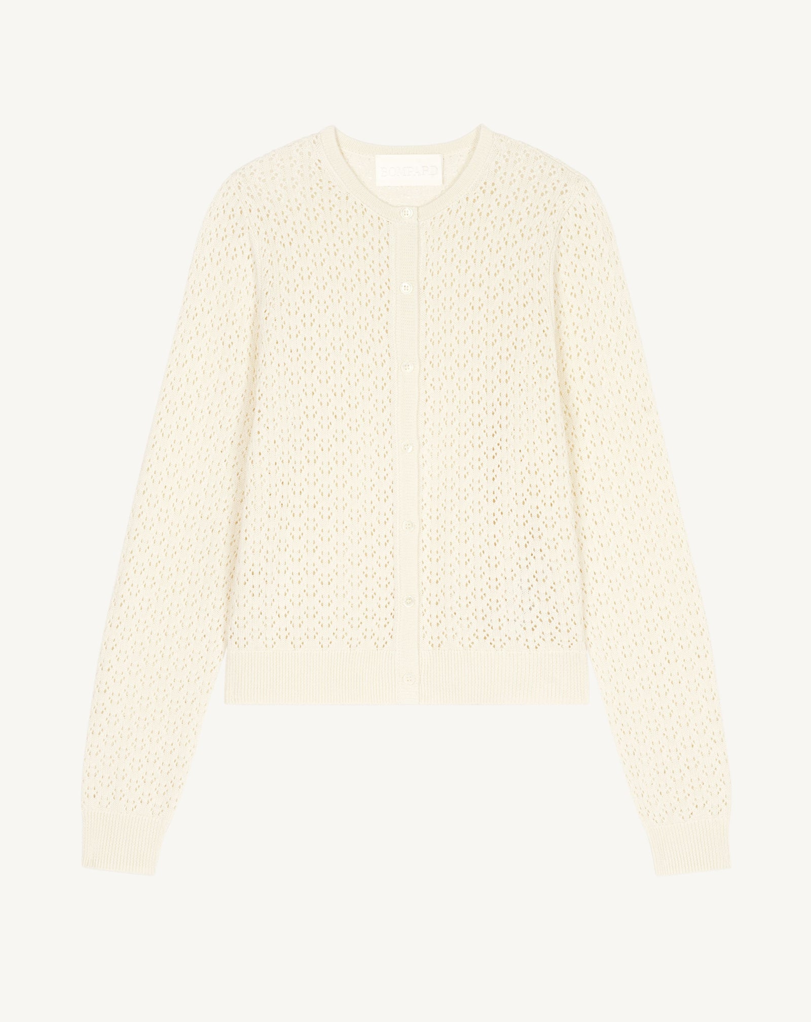 Cardigan pointelle-NATUREL-55% soie 45% coton bio