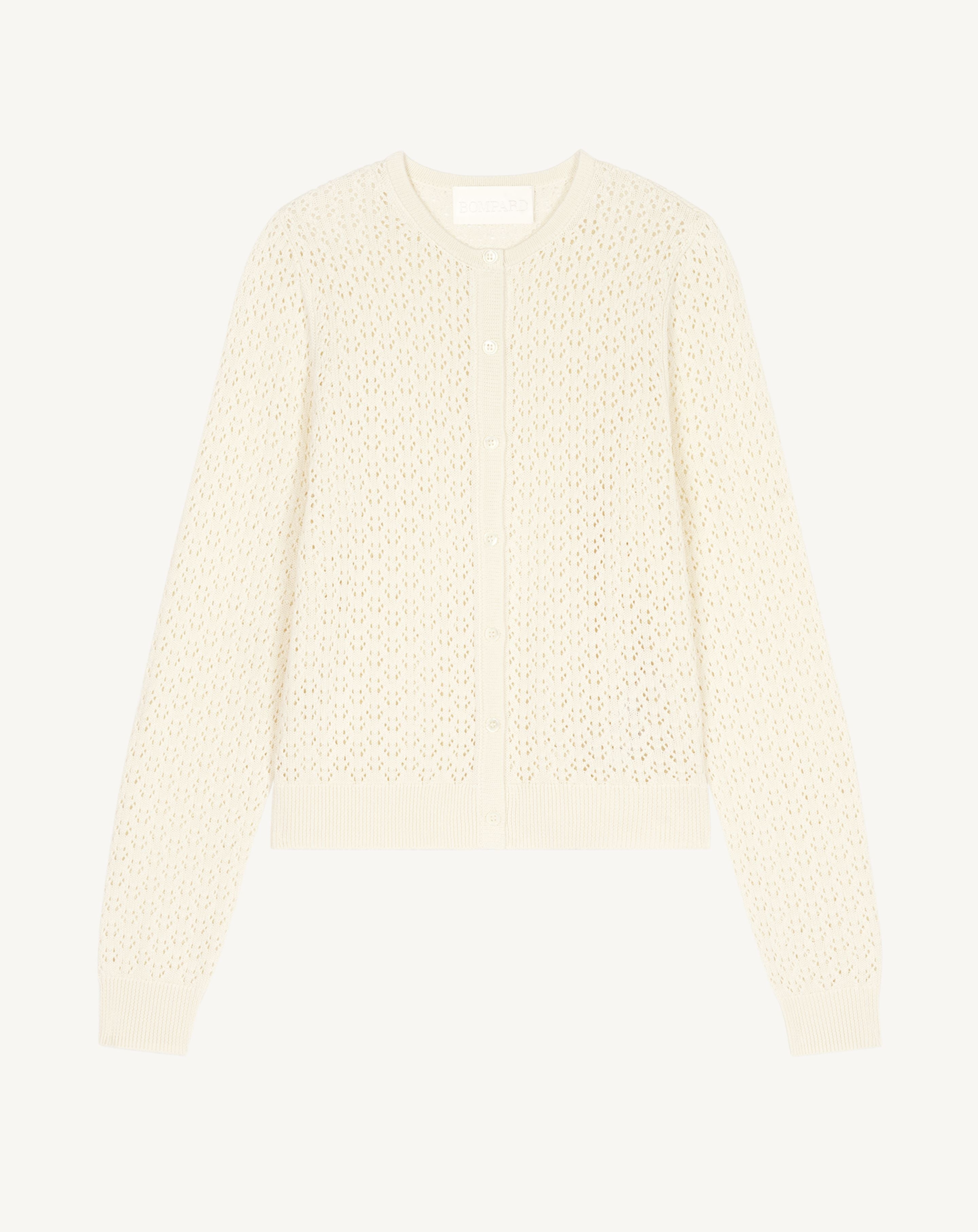Cardigan pointelle-NATUREL-55% soie 45% coton bio