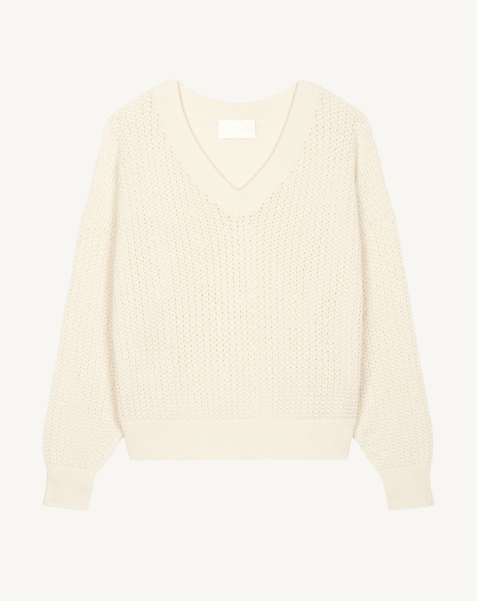Pull V oversized gaufré-NATUREL-55% soie 45% coton bio