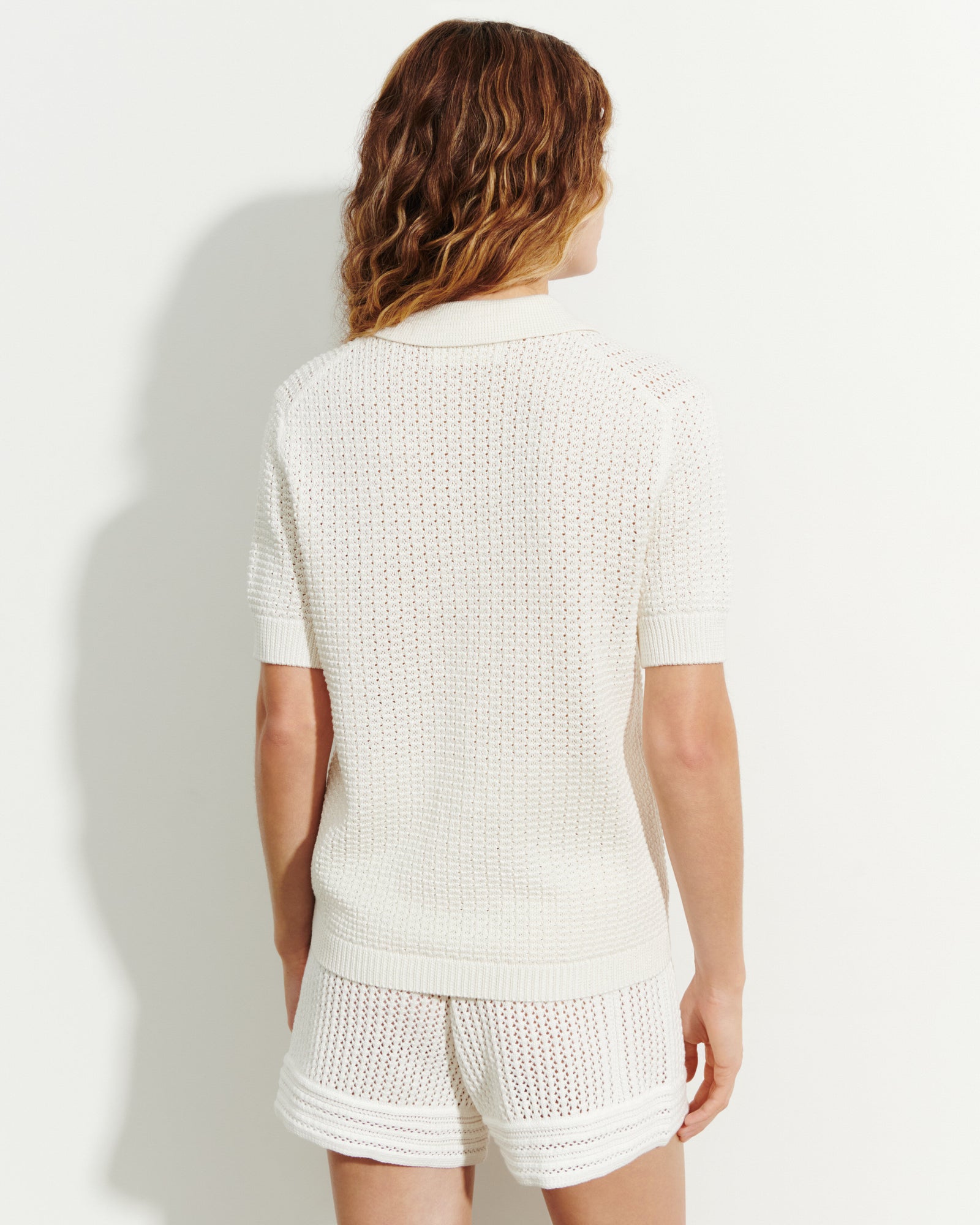 Polo gaufré-NATUREL-55% soie 45% coton bio