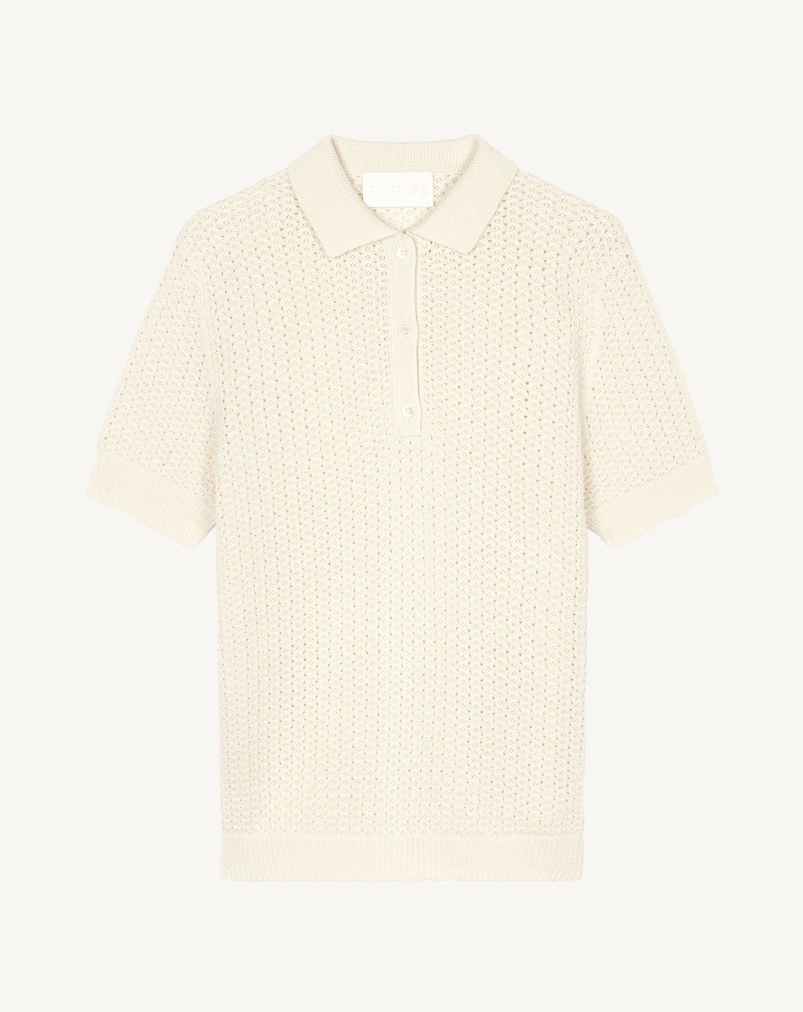 Polo gaufré-NATUREL-55% soie 45% coton bio
