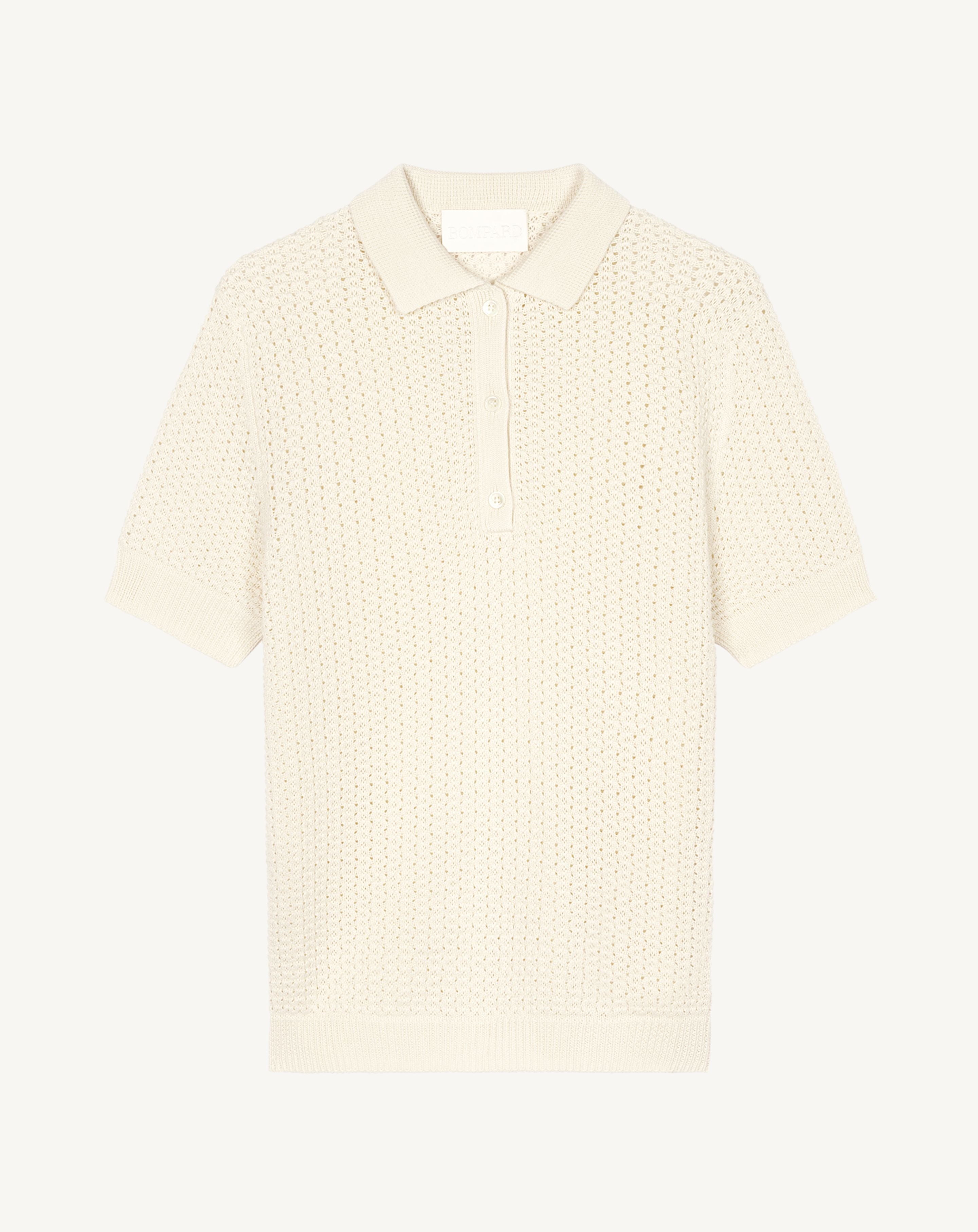 Polo gaufré-NATUREL-55% soie 45% coton bio