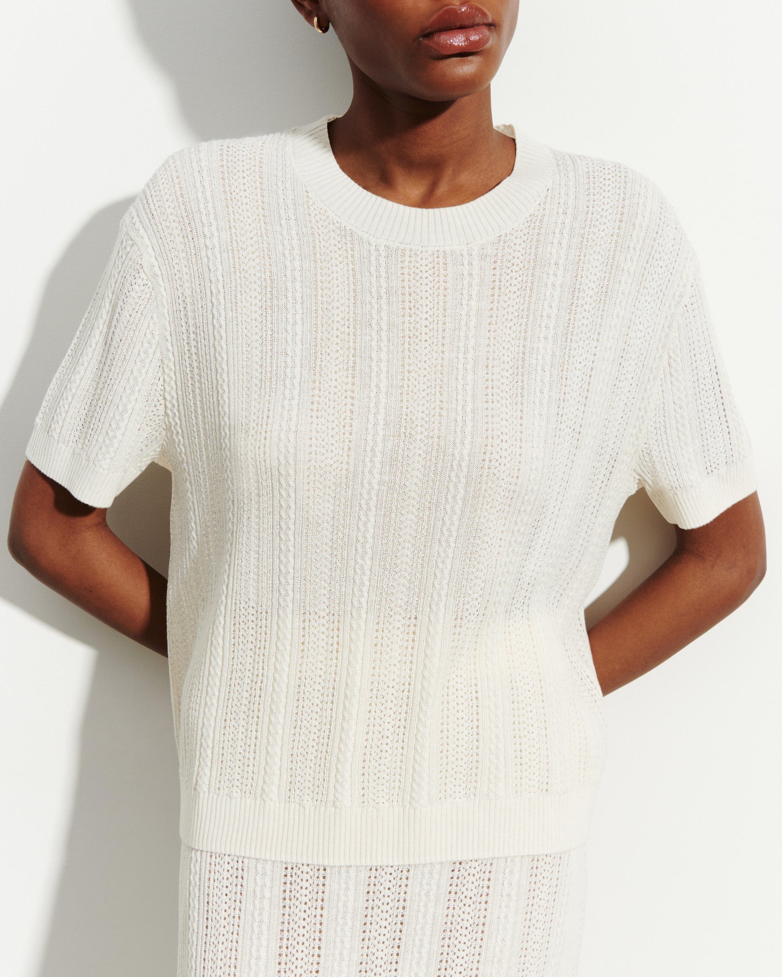 Pull col rond pointelle-NATUREL-85% soie 15% cachemire