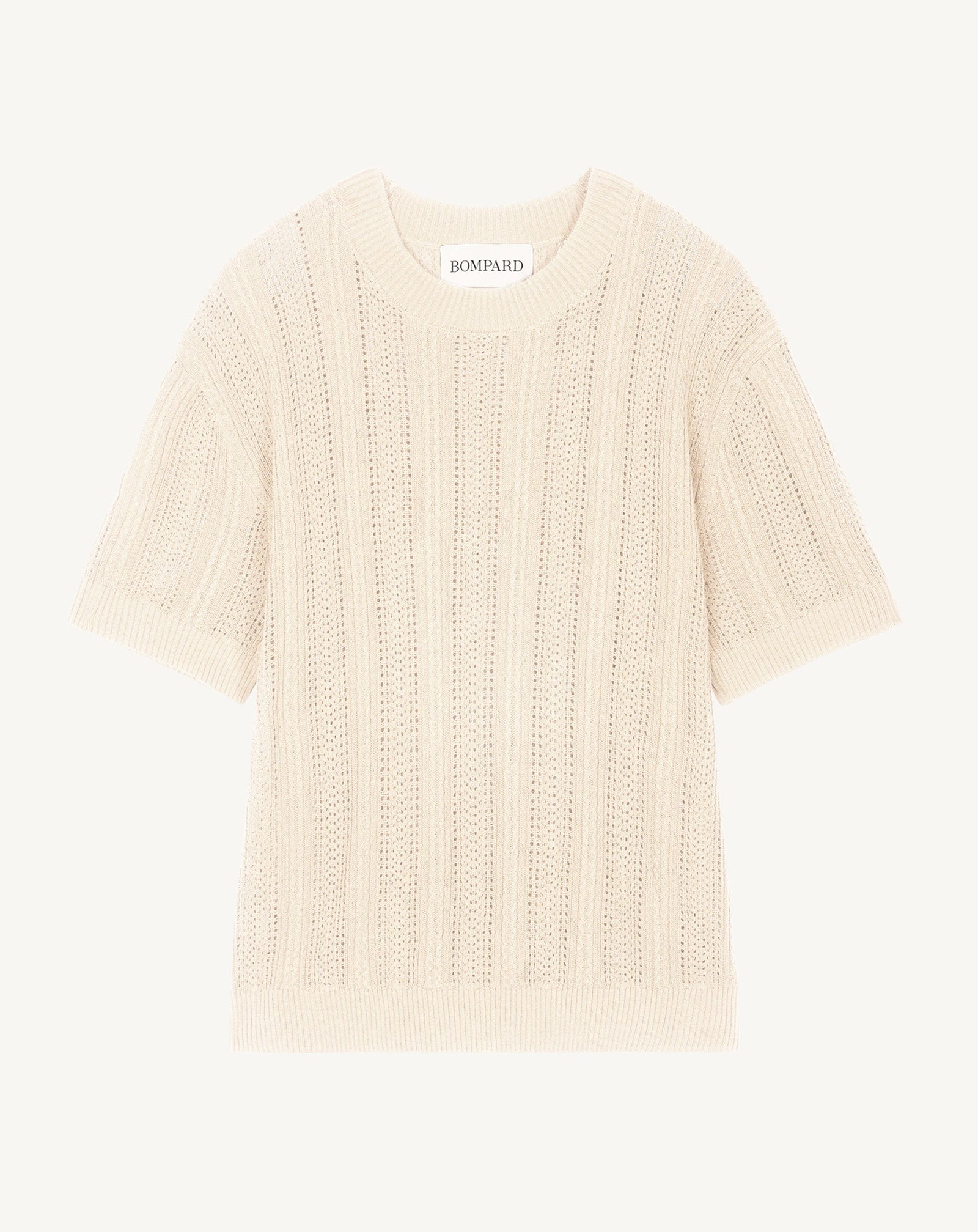 Pull col rond pointelle-NATUREL-85% soie 15% cachemire