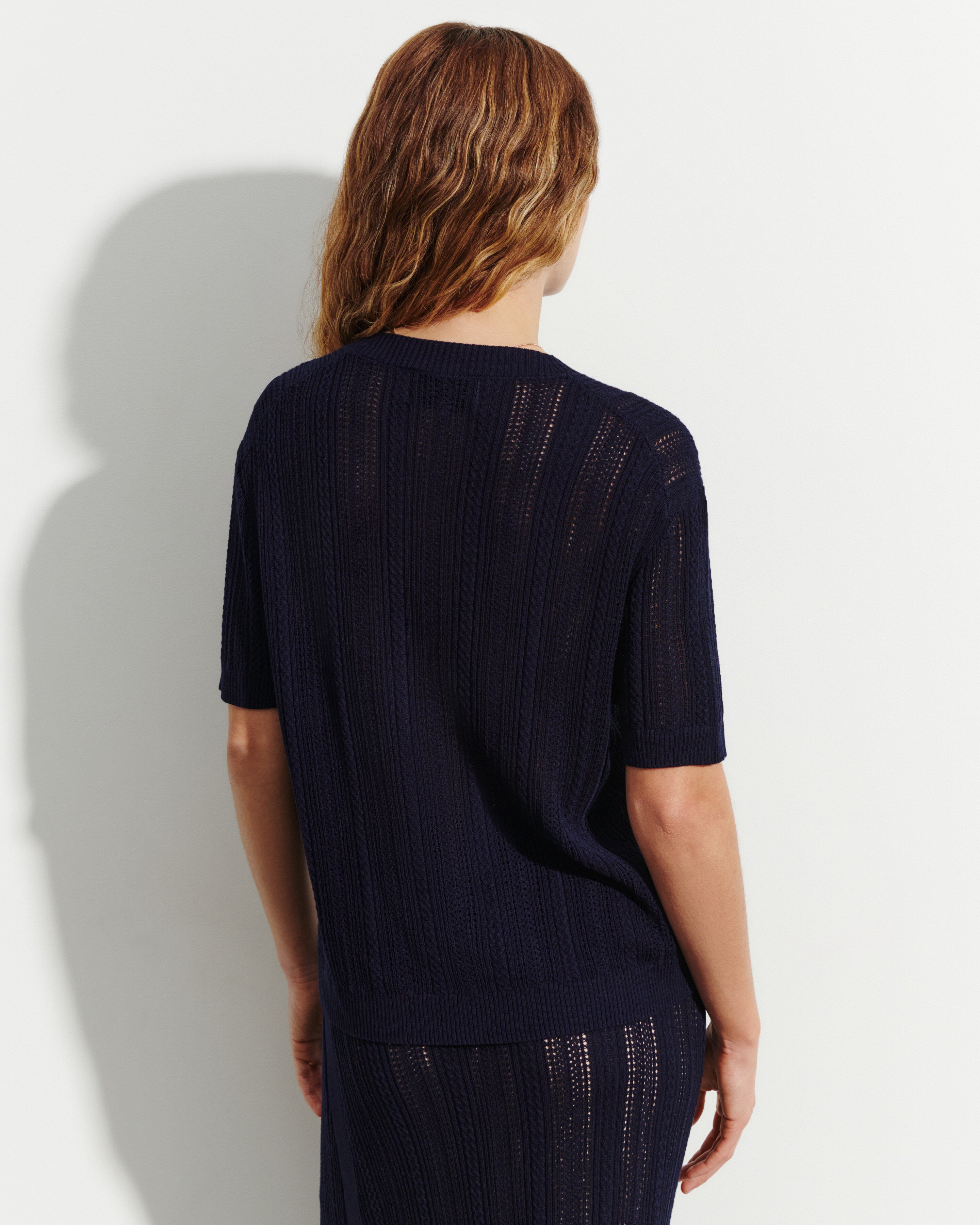 Pull col rond pointelle-MARINE-85% soie 15% cachemire