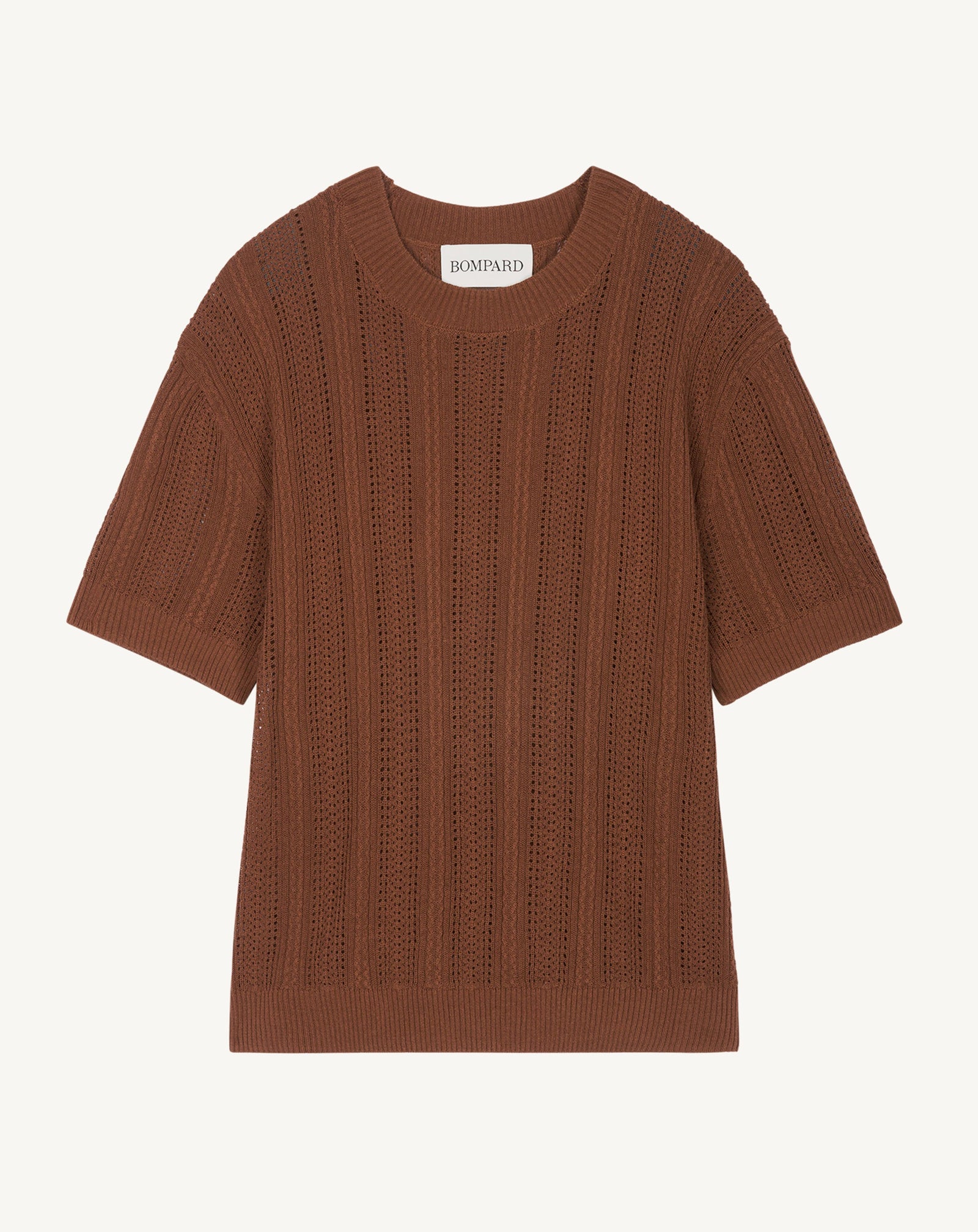 Pull col rond pointelle-HENNE-85% soie 15% cachemire