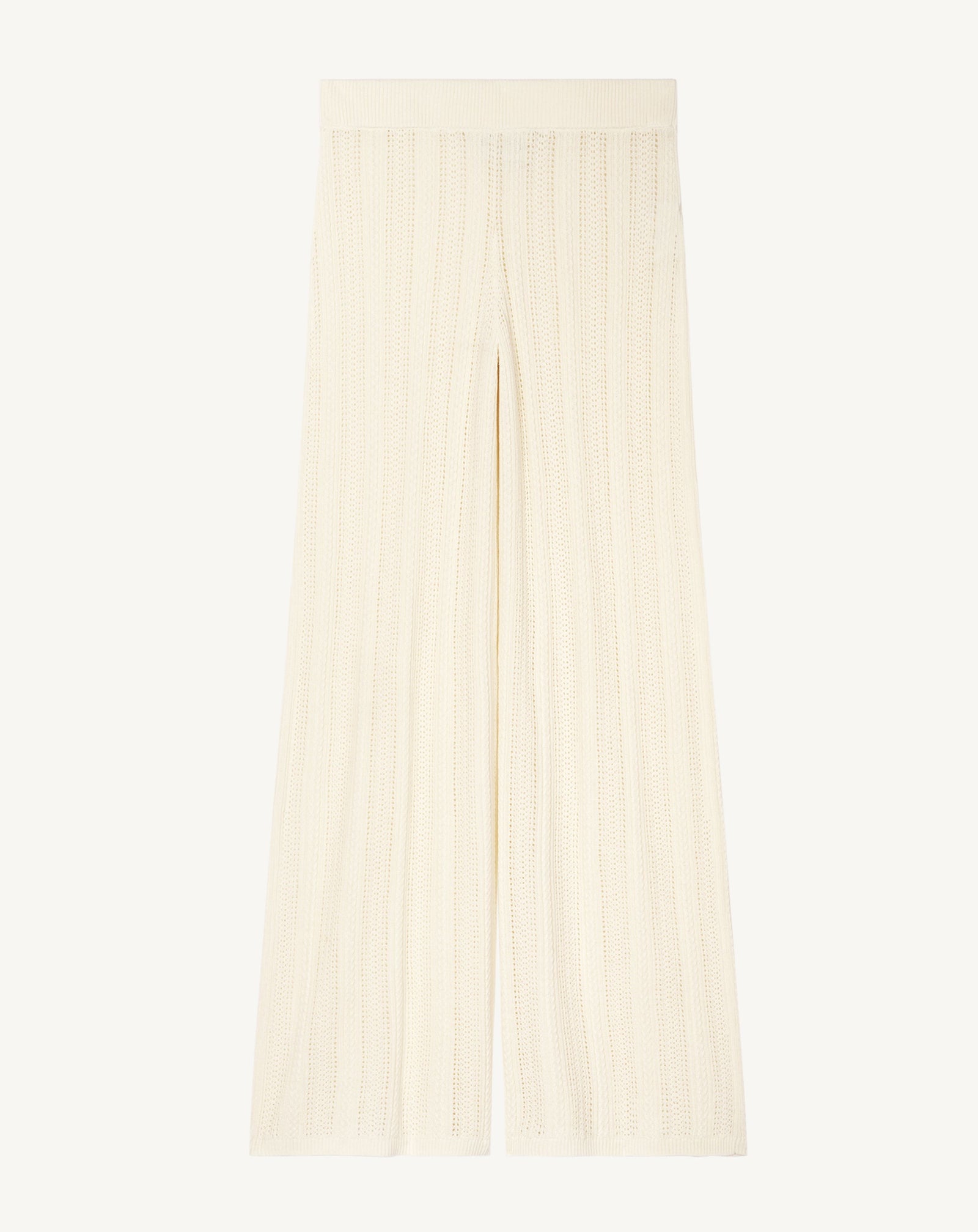 Pantalon pointelle-NATUREL-85% soie 15% cachemire