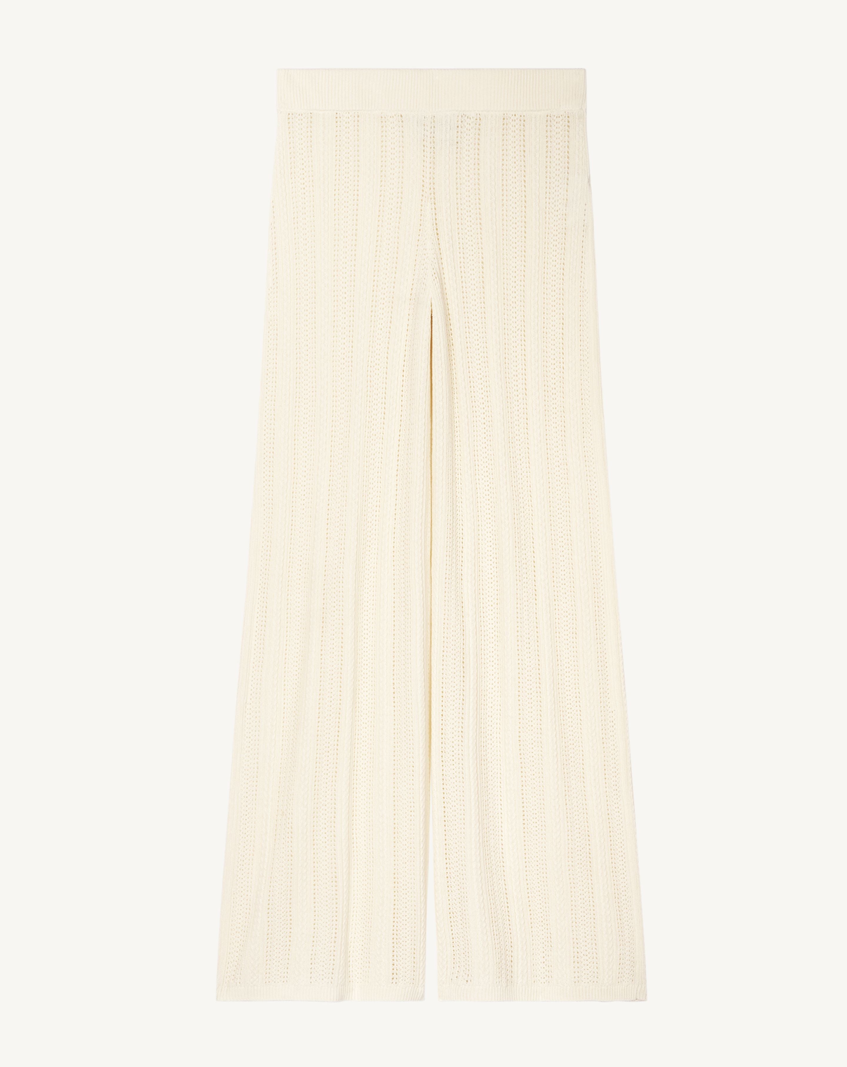 Pantalon pointelle-NATUREL-85% soie 15% cachemire