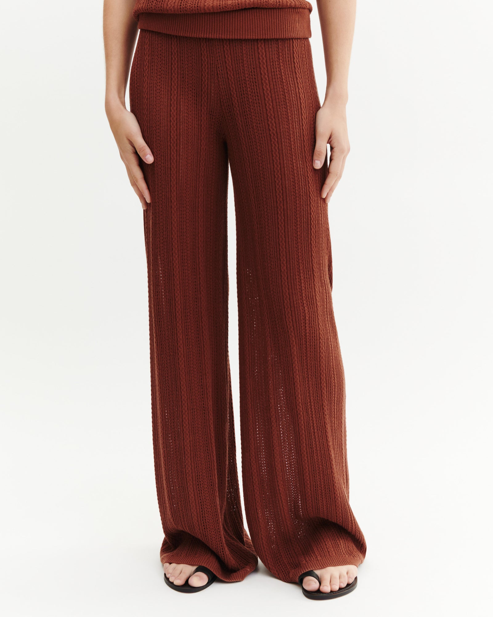 Pantalon pointelle-HENNE-85% soie 15% cachemire