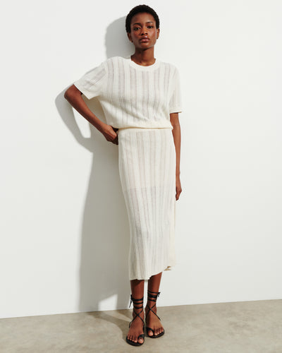 Jupe droite pointelle-NATUREL-85% soie 15% cachemire