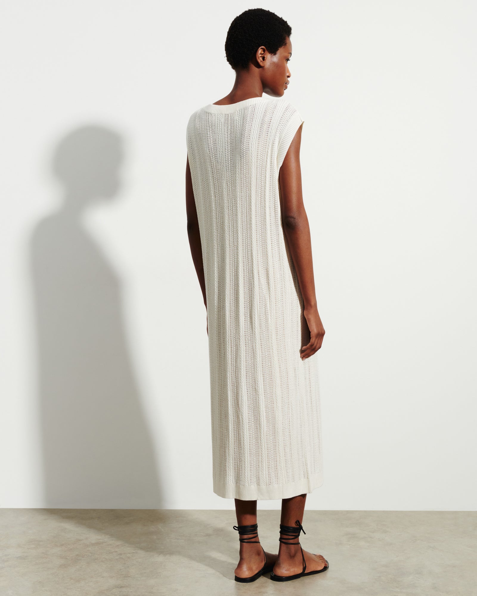 Robe longue droite pointelle-NATUREL-85% soie 15% cachemire doublure 90% soie 10% elasthanne