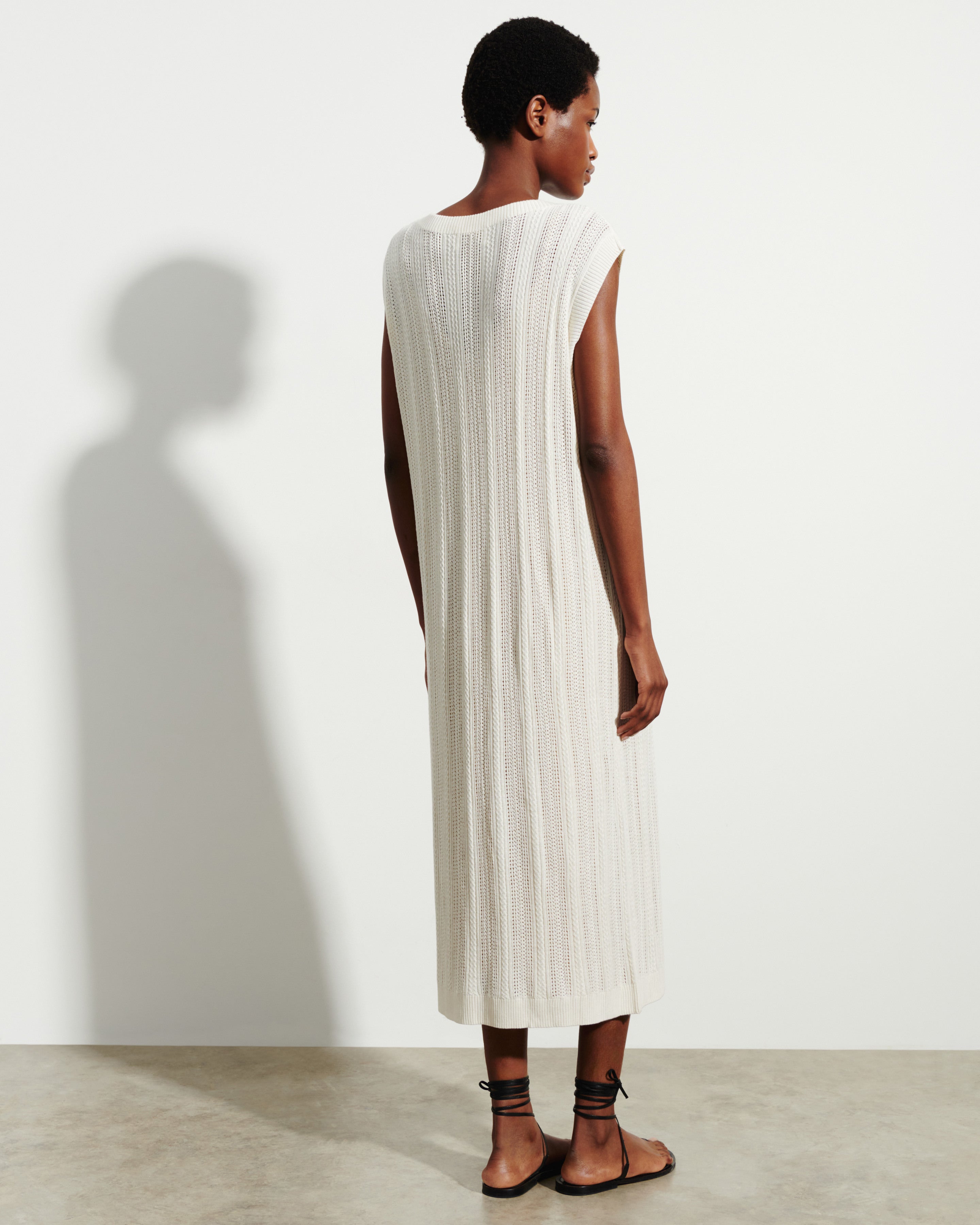 Robe longue droite pointelle-NATUREL-85% soie 15% cachemire doublure 90% soie 10% elasthanne