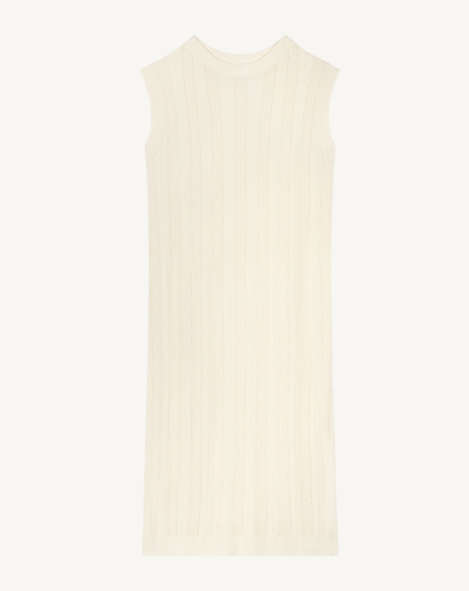 Robe longue droite pointelle-NATUREL-85% soie 15% cachemire doublure 90% soie 10% elasthanne