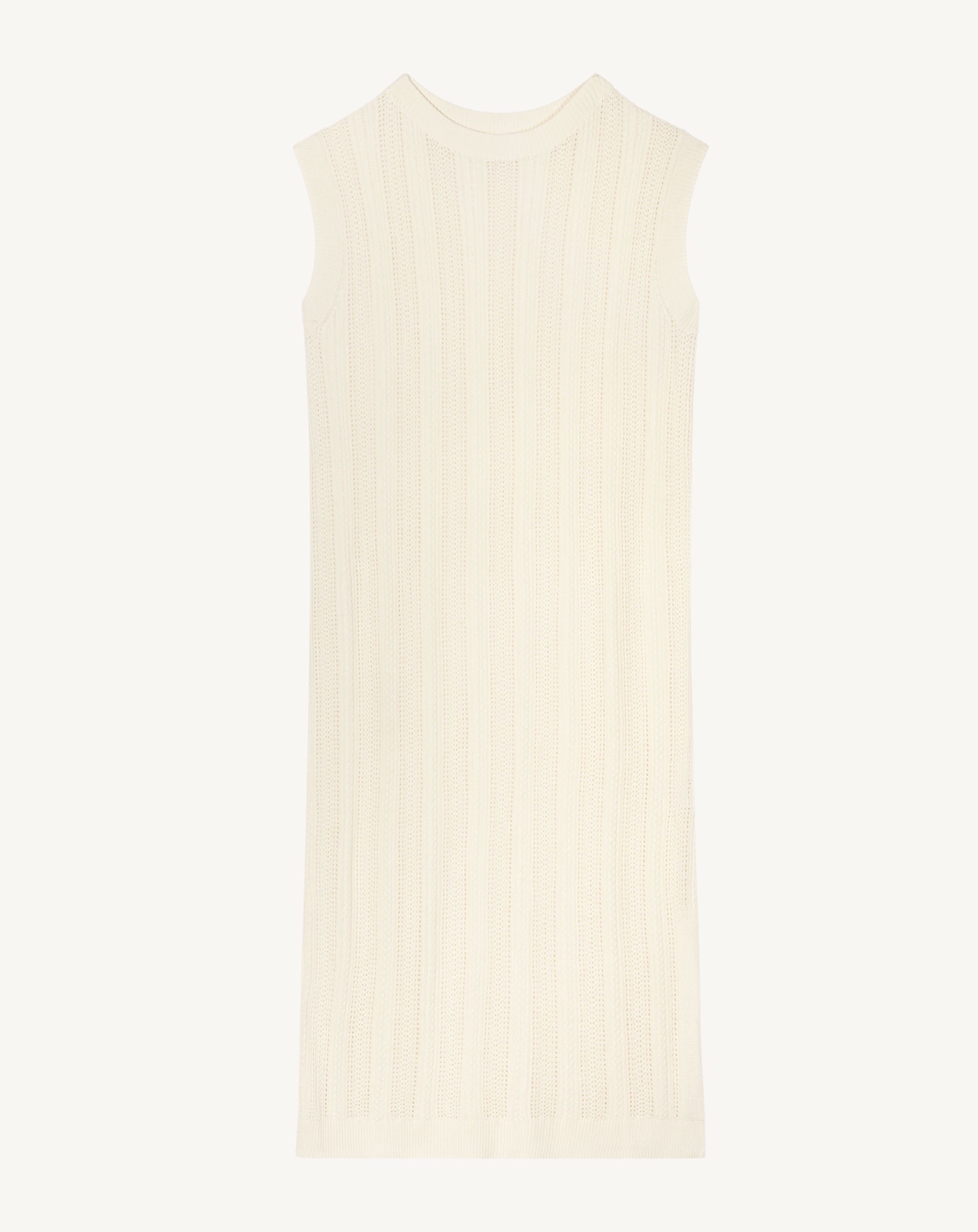 Robe longue droite pointelle-NATUREL-85% soie 15% cachemire doublure 90% soie 10% elasthanne