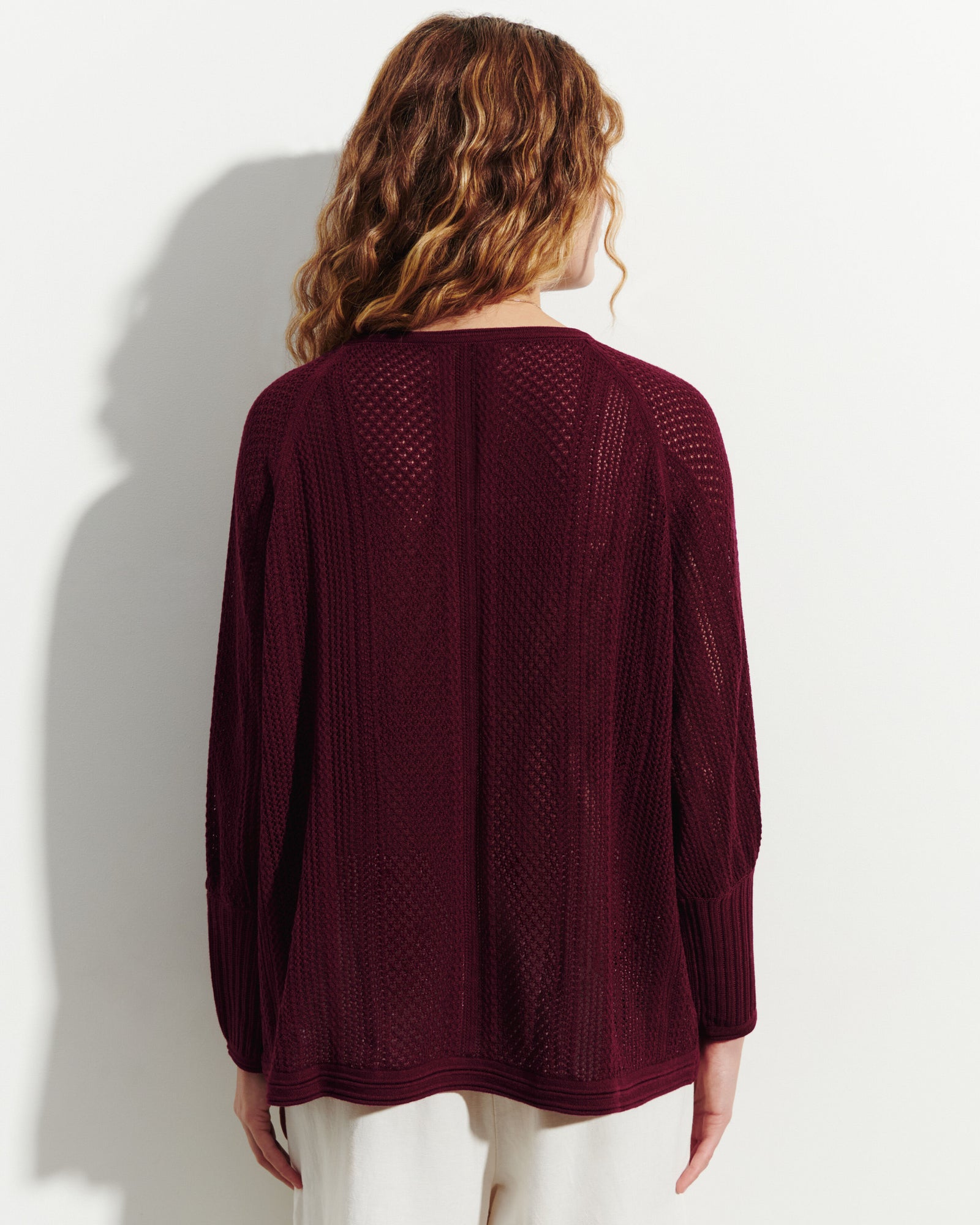 Pull col V pointelle-OXALIS-85% soie 15% cachemire