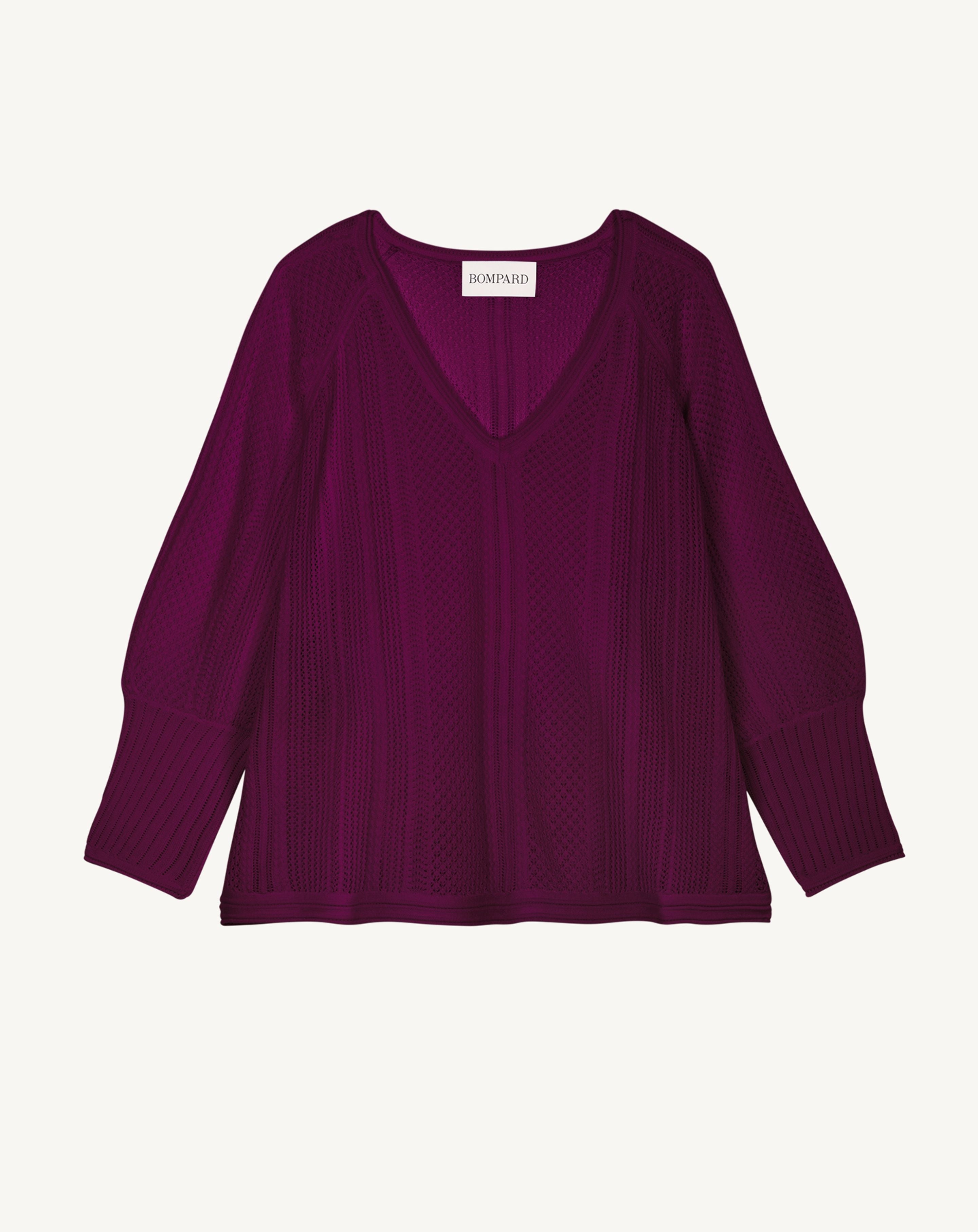 Pull col V pointelle-OXALIS-85% soie 15% cachemire