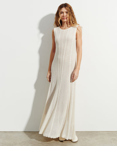 Robe longue pointelle-NATUREL-85% soie 15% cachemire doublure 90% soie 10% elasthanne