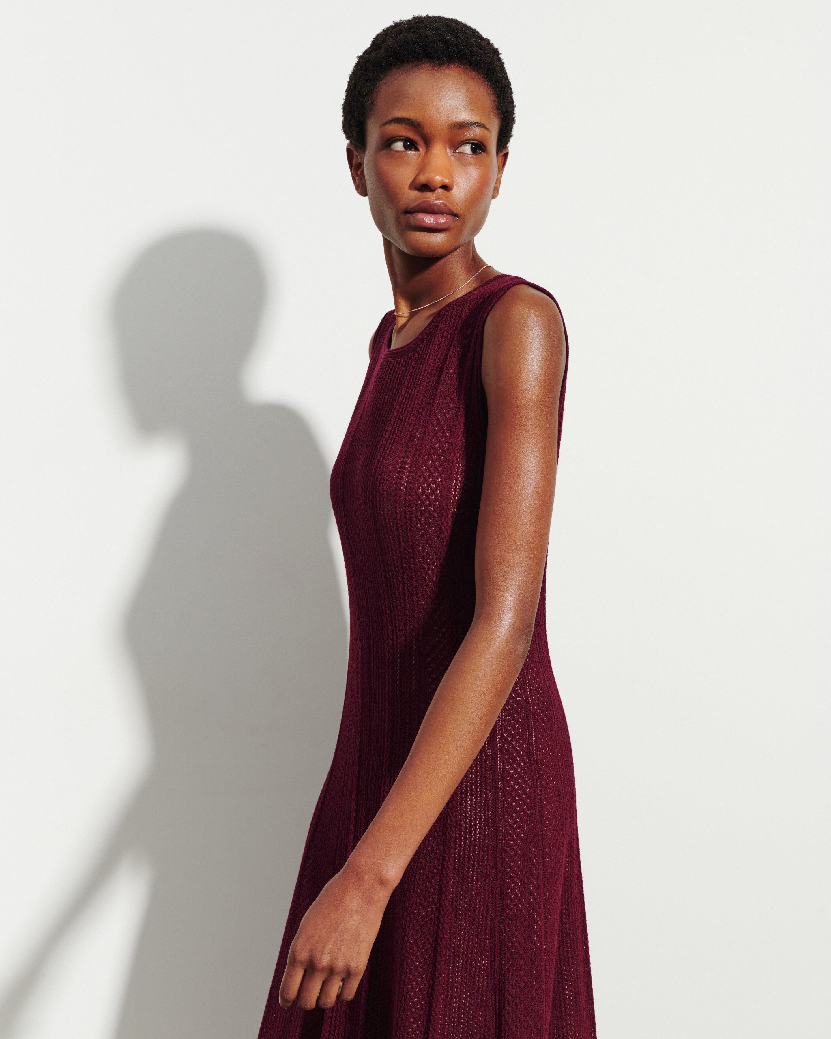 Robe longue pointelle-OXALIS-85% soie 15% cachemire doublure 90% soie 10% elasthanne