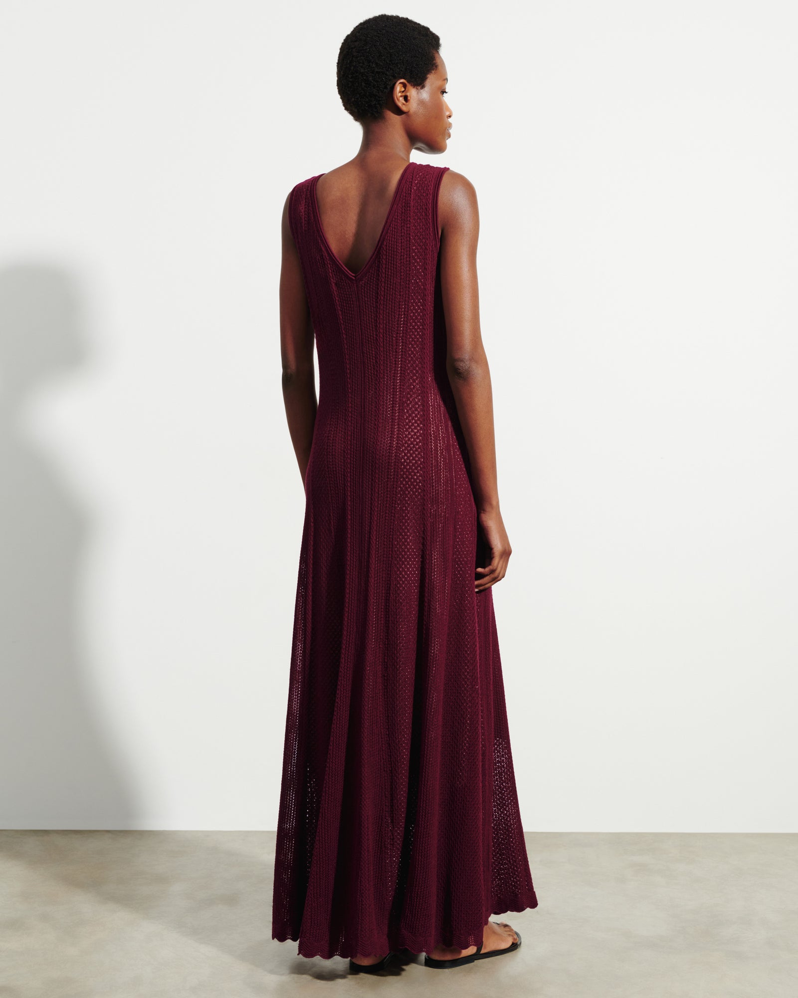 Robe longue pointelle-OXALIS-85% soie 15% cachemire doublure 90% soie 10% elasthanne