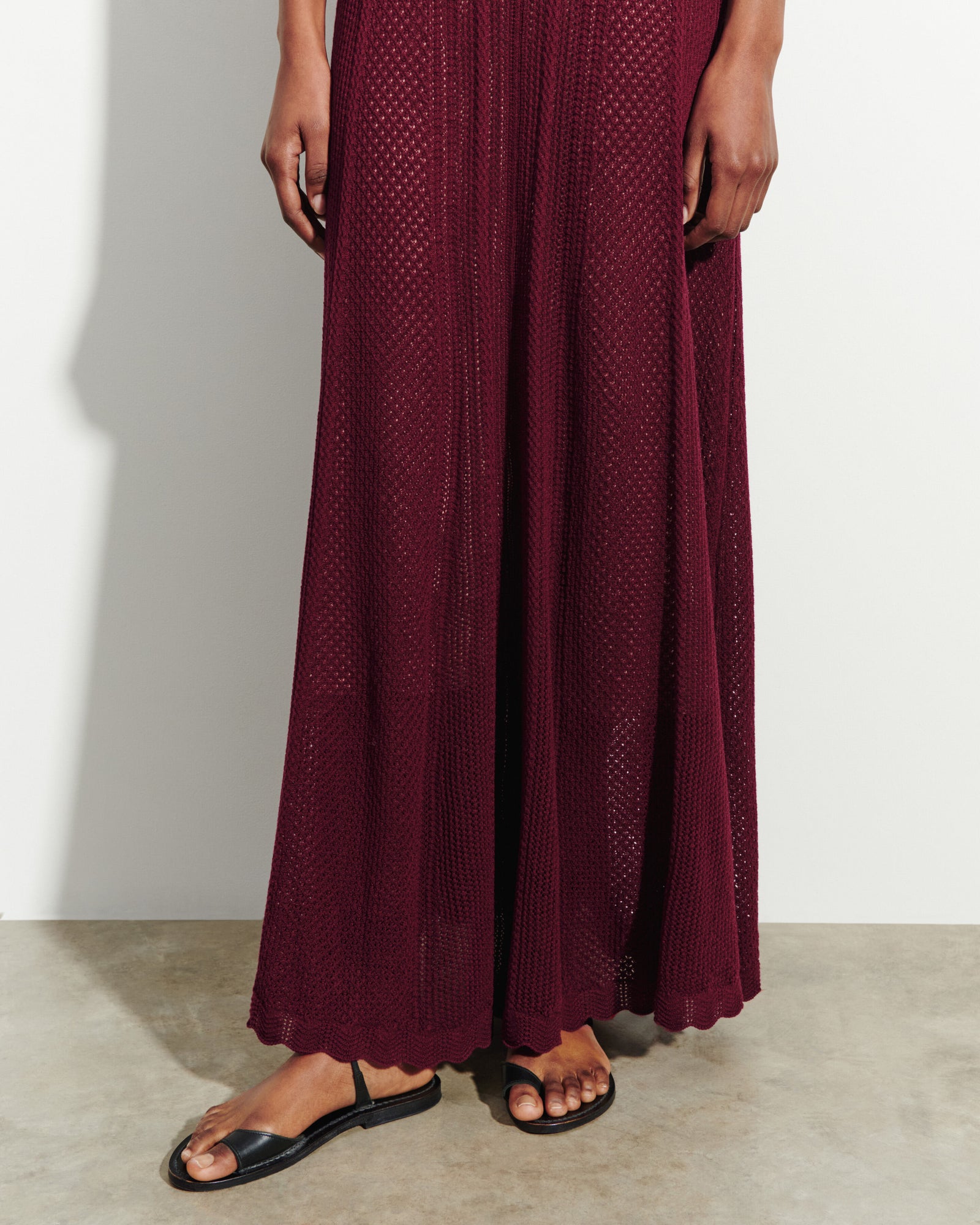 Robe longue pointelle-OXALIS-85% soie 15% cachemire doublure 90% soie 10% elasthanne