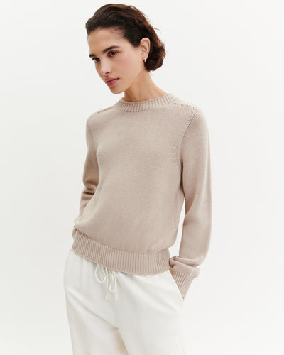 Col rond sans coutures-TOURTERELLE UNI-80% coton 20% cachemire