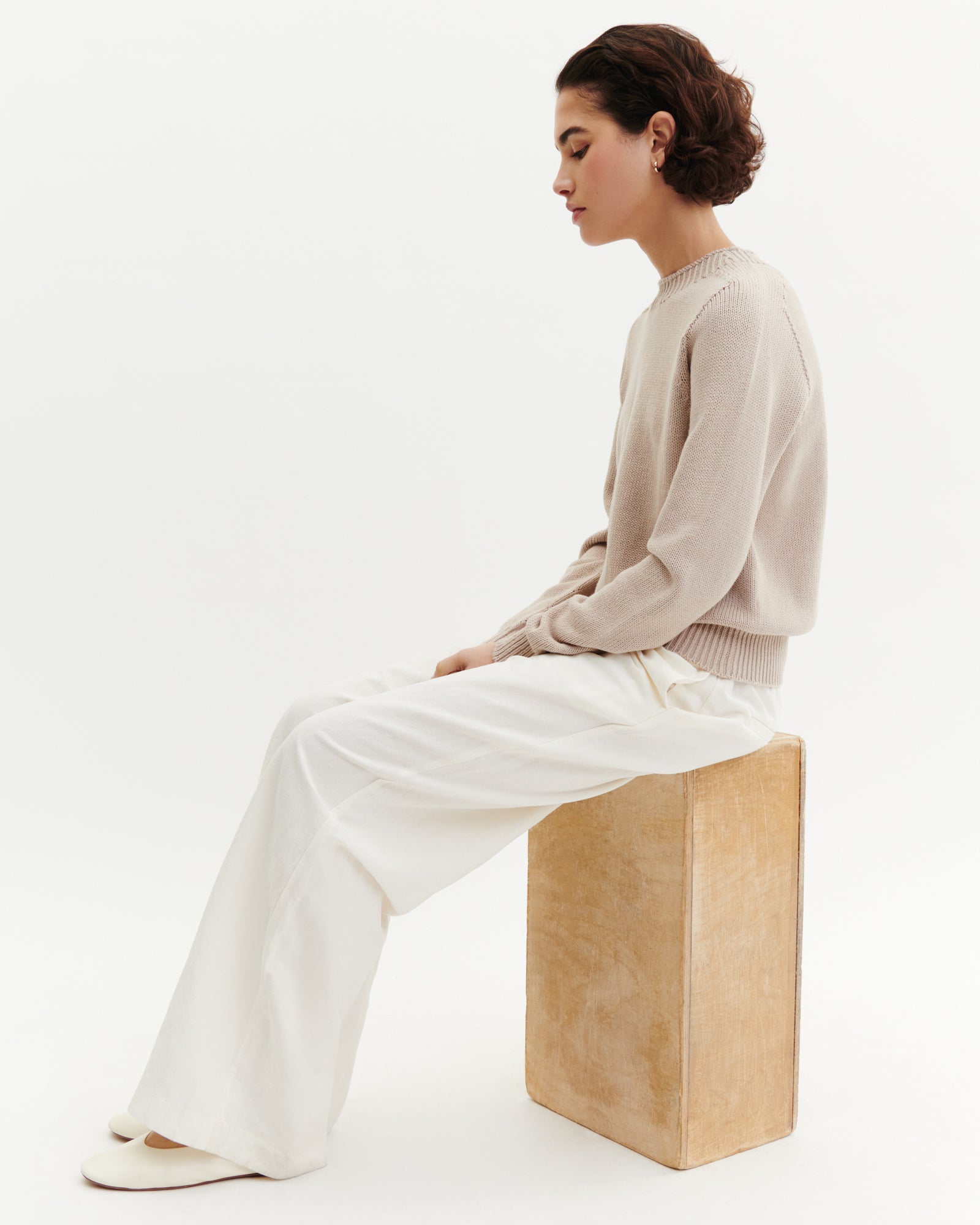 Col rond sans coutures-TOURTERELLE UNI-80% coton 20% cachemire