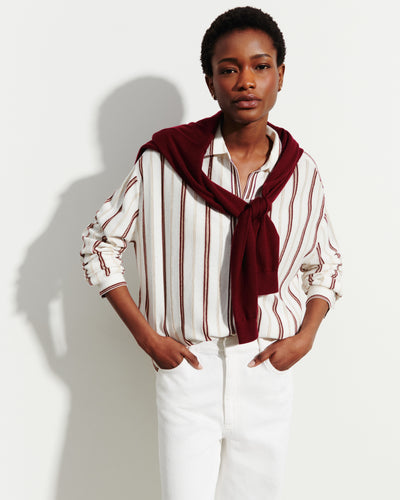 Chemise à rayures-NATUREL-86% coton 9% soie 5% lin